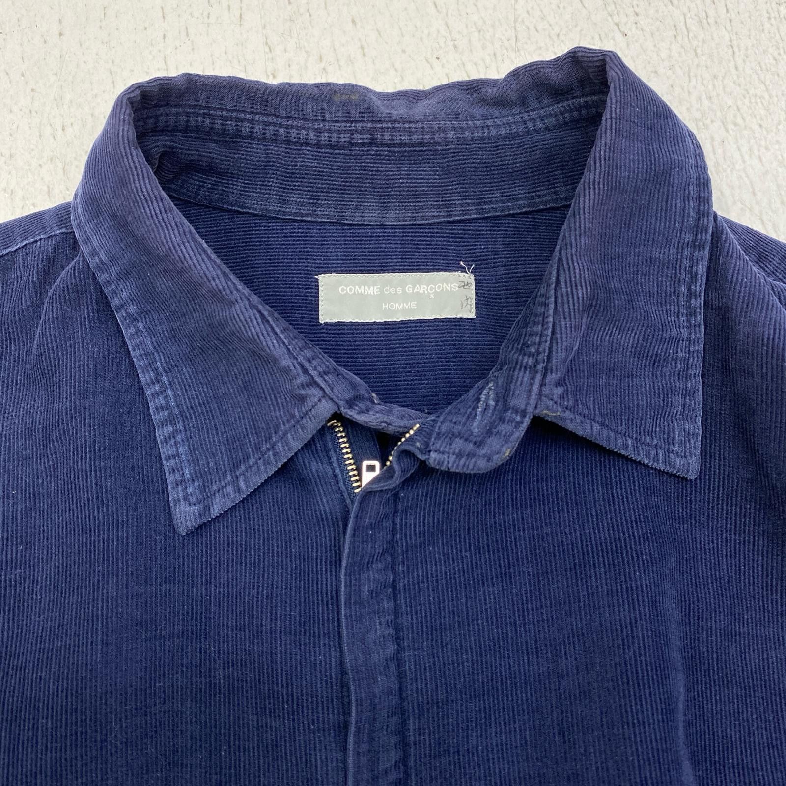Comme des Garcons Homme Shirt Corduroy zip long sleeve plain pocket zip Navy Size US XL / EU 56 / 4 - 4 Thumbnail
