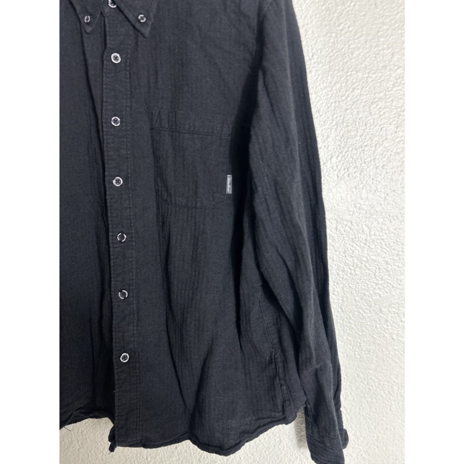 Eddie Bauer VINTAGE Eddie Bauer Mens Large Long Sleeve Button-Down Shirt Charcoal Houndstooth Cotton Size US L / EU 52-54 / 3 - 4 Thumbnail