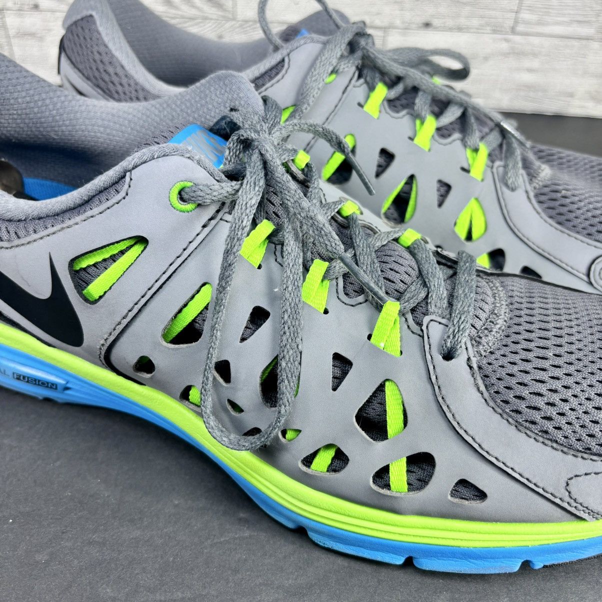 Nike Nike Dual Fusion Run 2 Grey/Lime/Blue Running Shoes Sz 13 Size US 13 / EU 46 - 12 Thumbnail