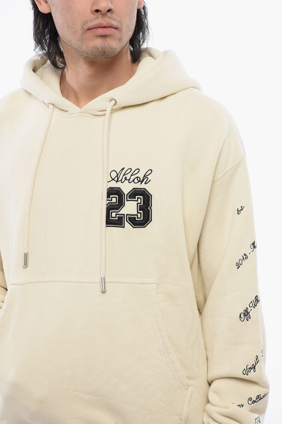 Off-White og1mm1025 Brushed Cotton 23 Logo Skate-Fit Hoodie in Beige Size US XXL / EU 58 / 5 - 3 Thumbnail