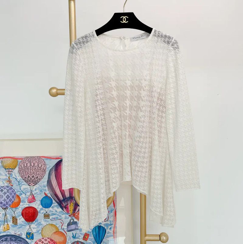 Dior Dior White Long Sleeve Top for Women 0089 Size S / US 4 / IT 40 - 1 Thumbnail