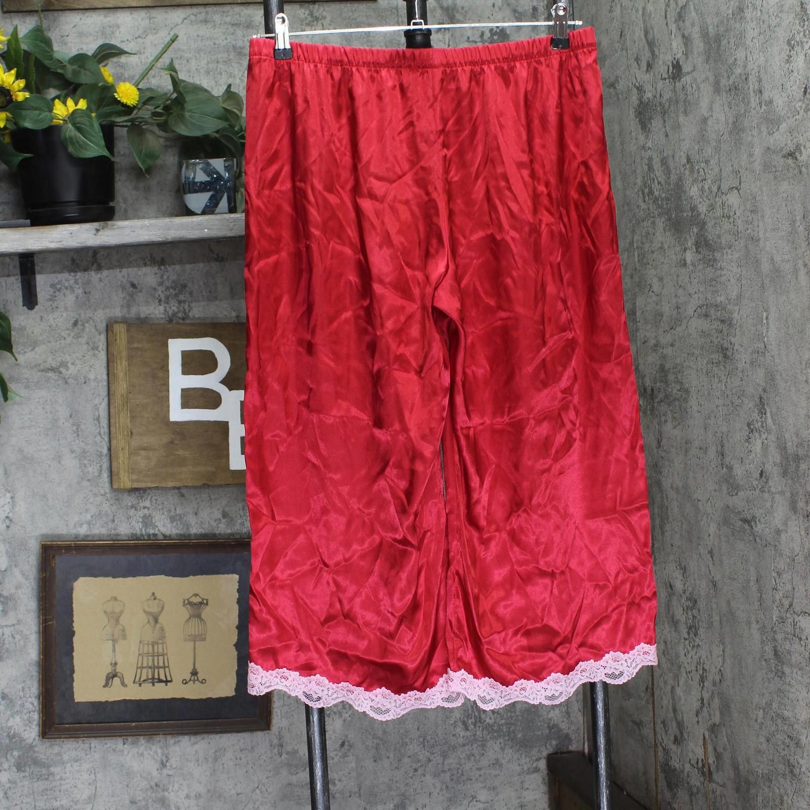 Other New Linea Donatella Womens Satin Pajama Pants Los046 Red L Size 36" / US 14 / IT 50 - 2 Thumbnail
