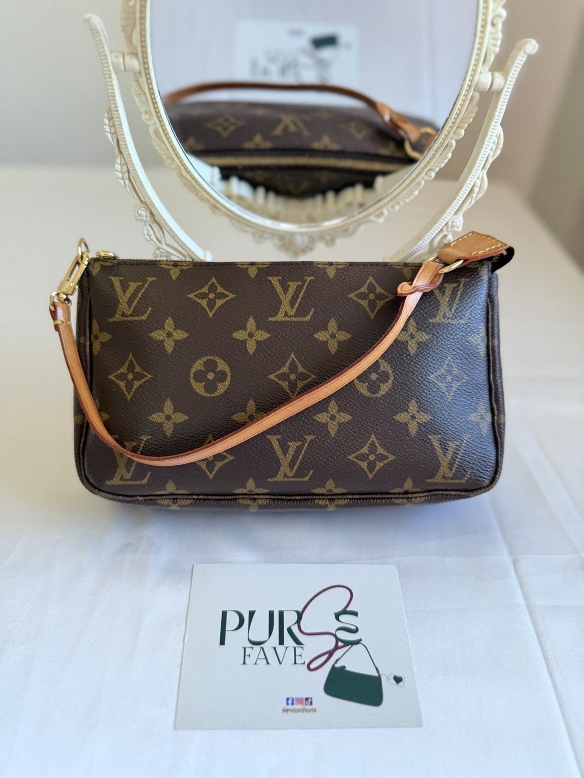 Louis Vuitton Authentic LOUIS VUITTON Pochette Brown Canvas Shoulder Bag Size ONE SIZE - 6 Thumbnail