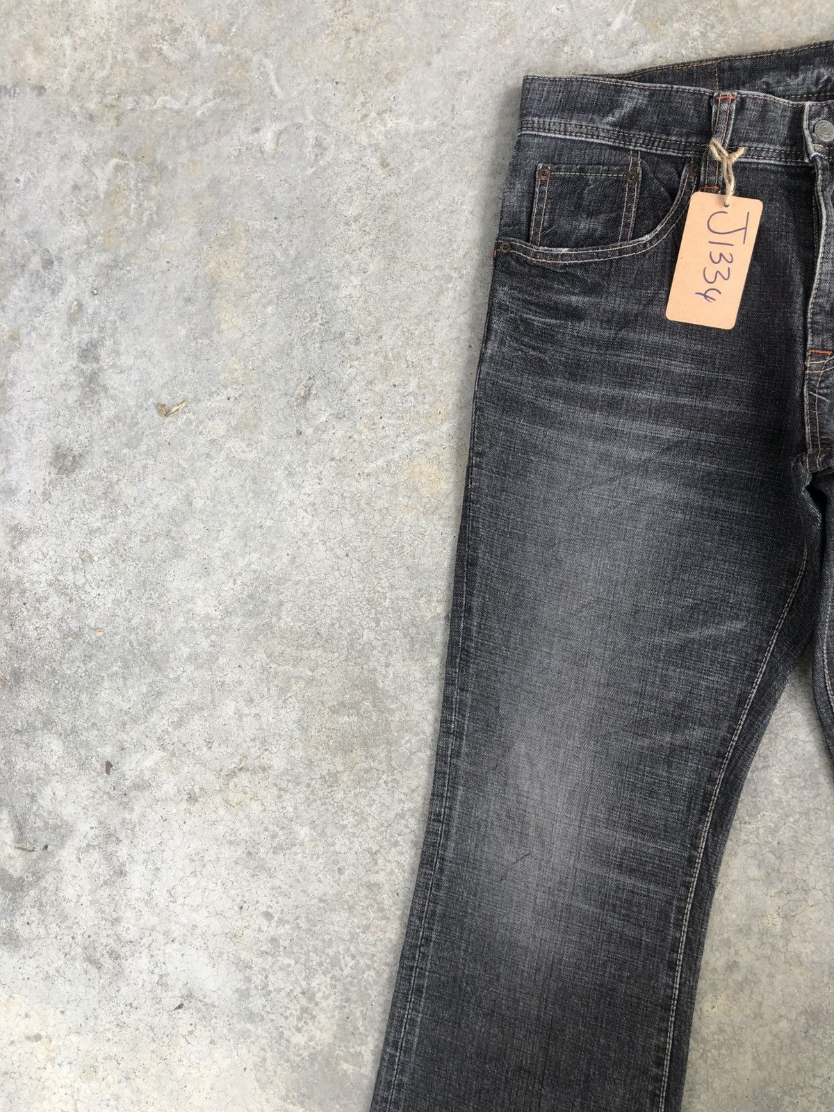 If Six Was Nine Japanese GL Heart Flared Jeans Distressed Denim Size US 33 - 4 Thumbnail