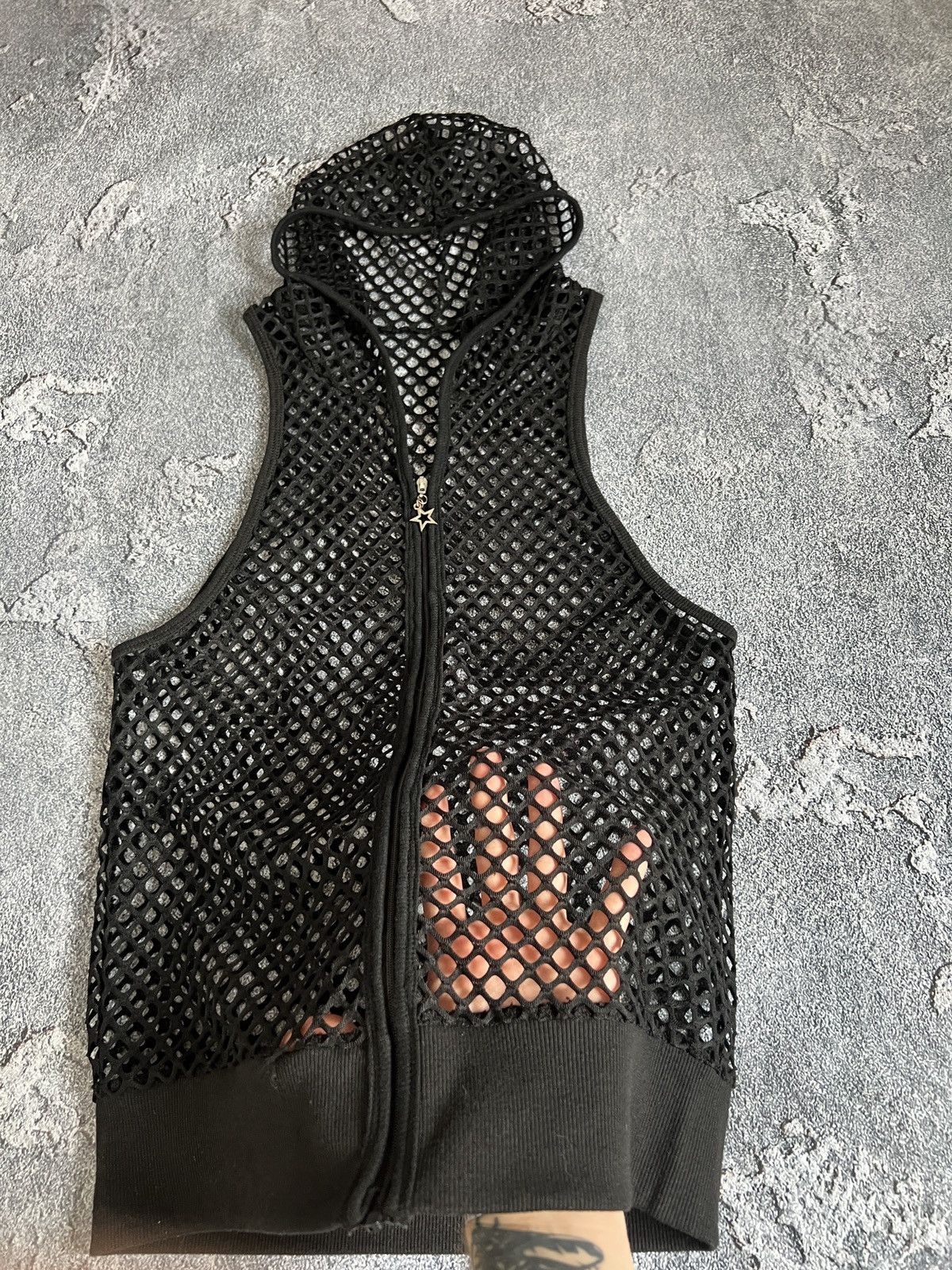 Japanese Brand Y2K mesh tank top hooded zip rave avant garde gothic Size M / US 6-8 / IT 42-44 - 4 Thumbnail