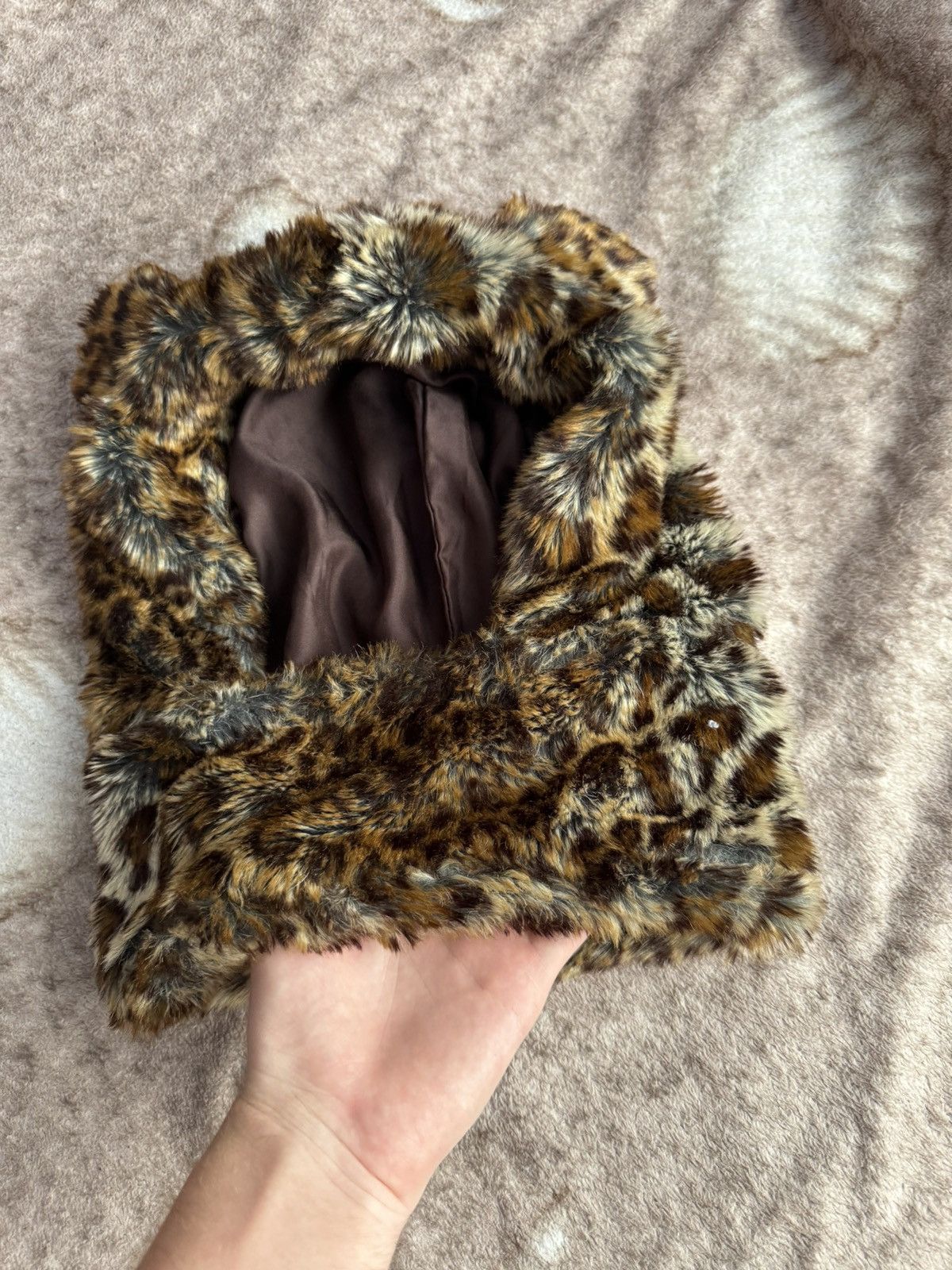 Japanese Brand Vintage Leopard Print Faux Fur Hood Size ONE SIZE - 4 Thumbnail