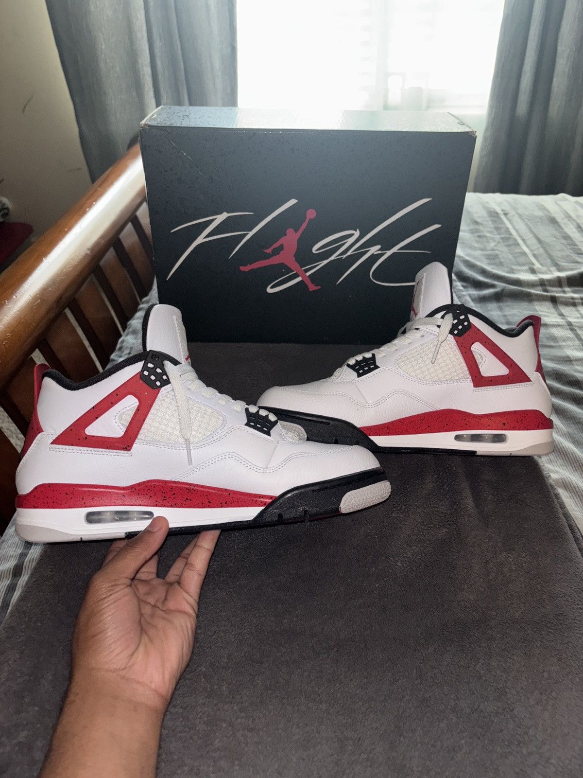 Jordan Brand Air Jordan 4 Retro Red Cement Size US 10 / EU 43 - 3 Thumbnail