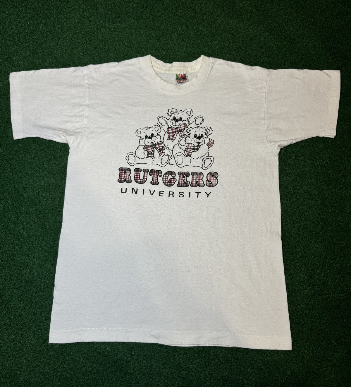 Fruit Of The Loom × Vintage Vintage 90s Rutgers University Teddy Bear T Shirt Size US L / EU 52-54 / 3 - 1 Thumbnail
