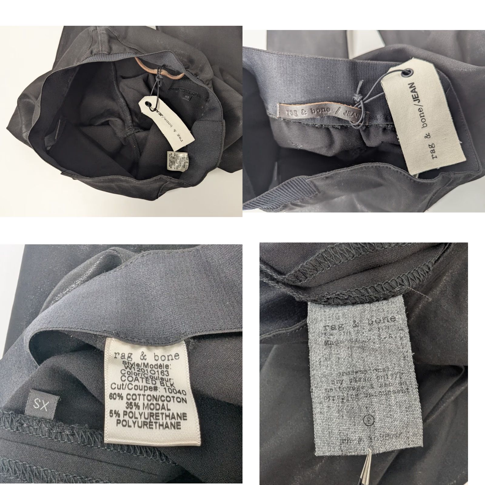 Rag & Bone NWT Rag & bone The Danny Coated Black Jogger Pants Leggings XS Pull-On Women Size XS Black Wax Coated Joggers Elastic Waist Hem Size 26" / US 2 / IT 38 - 8 Thumbnail