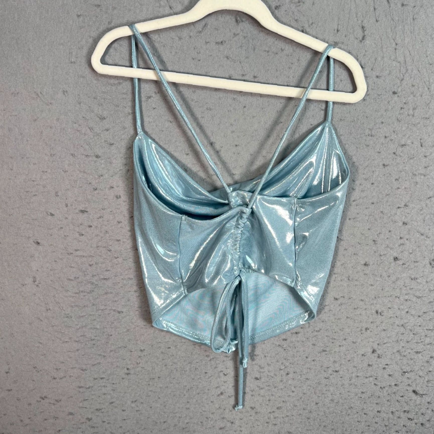 Vintage Windsor Women’s Size Small Metallic Blue Cowl Neck Camisole Size ONE SIZE - 2 Thumbnail