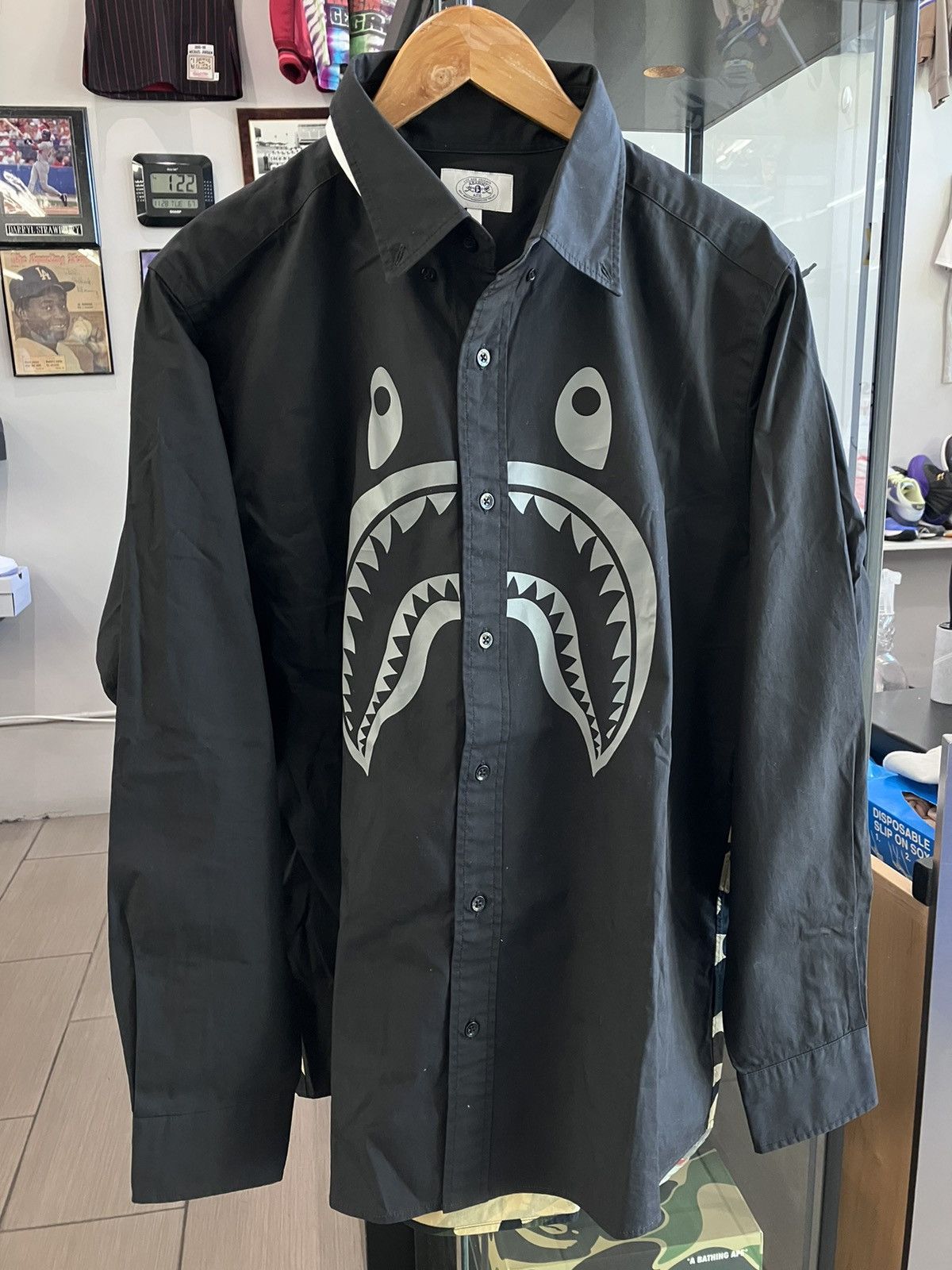 image of Bape 1St Camo Shark Bd Shirt in Black, Men's (Size 2XL)