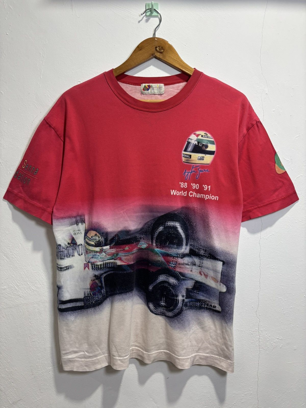 Honda × Vintage Vintage Ayrton Senna World Champion Tshirt Size US L / EU 52-54 / 3 - 1 Thumbnail
