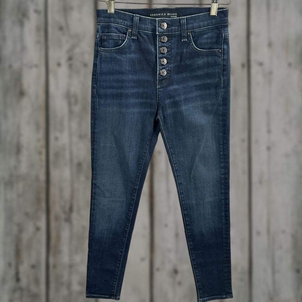 Veronica Beard VERONICA BEARD Debbie Jeans Skinny High Rise Exposed Button Fly 25 Blue Women Size 42" / US 20 - 1 Thumbnail