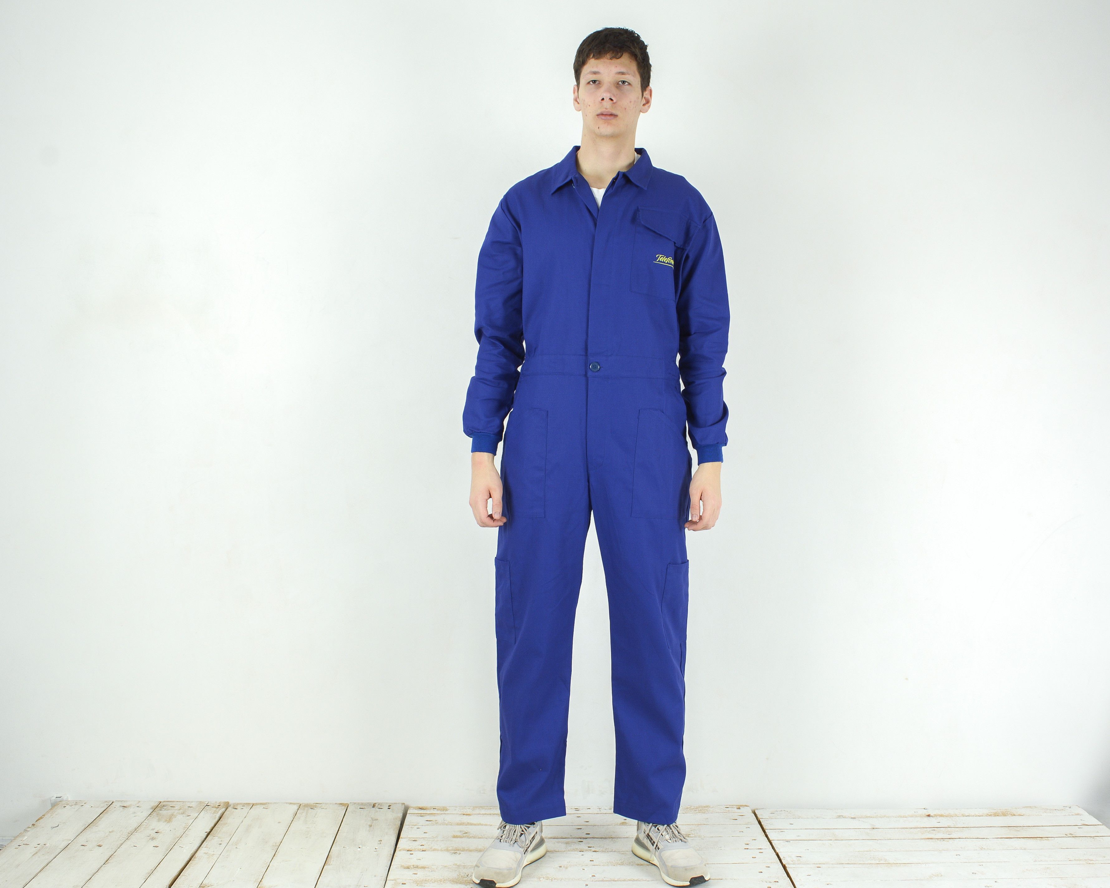 image of Vintage Ituzzi Men XL Worker Boilersuit Overalls Utility Jumpsuit in Blue (Size 38)