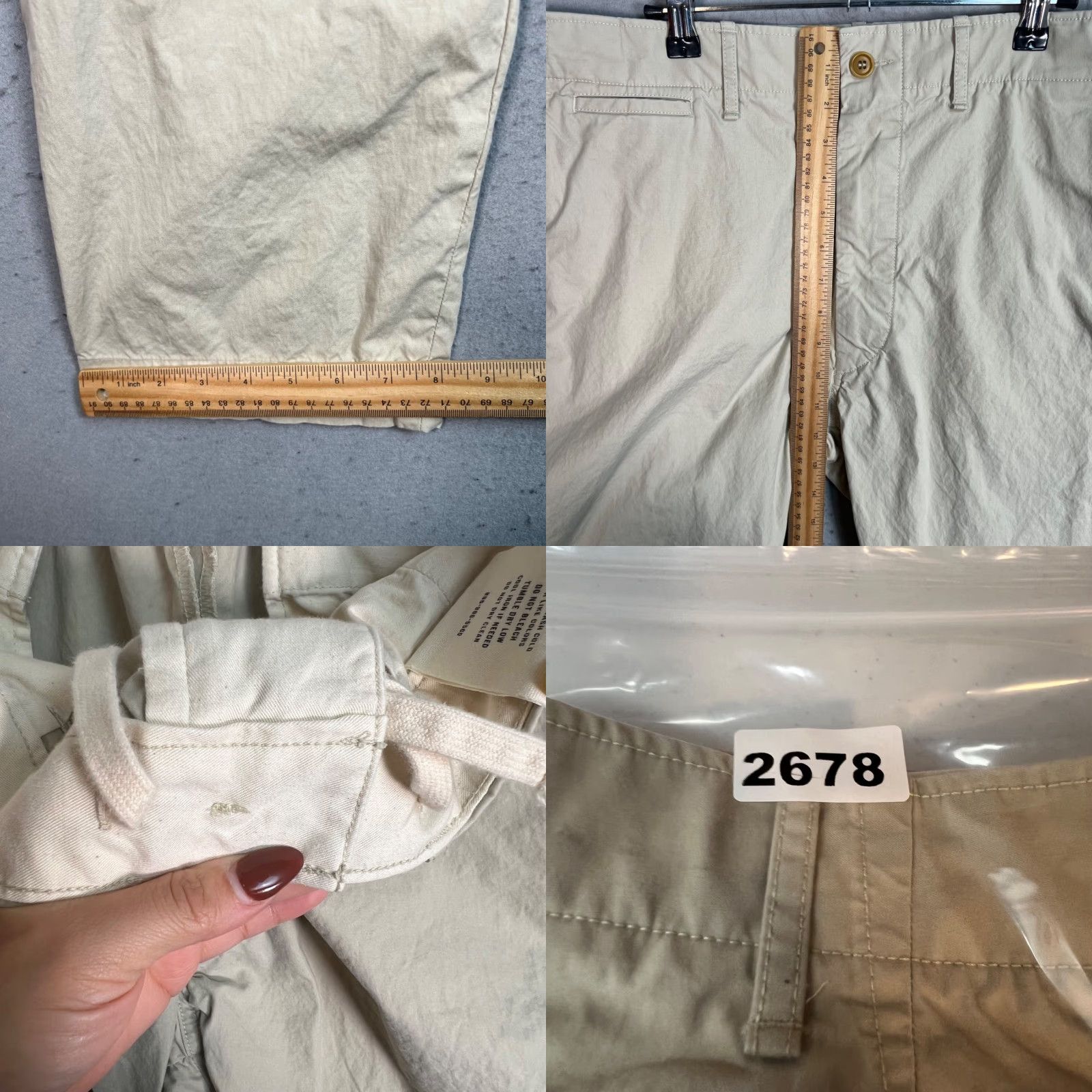Buck Mason Buck Mason Mens Size 34 Chino Pants Casual Straight-Leg Beige Cotton Flat Front 34 in Inseam 24 in Size US 34 / EU 50 - 8 Thumbnail