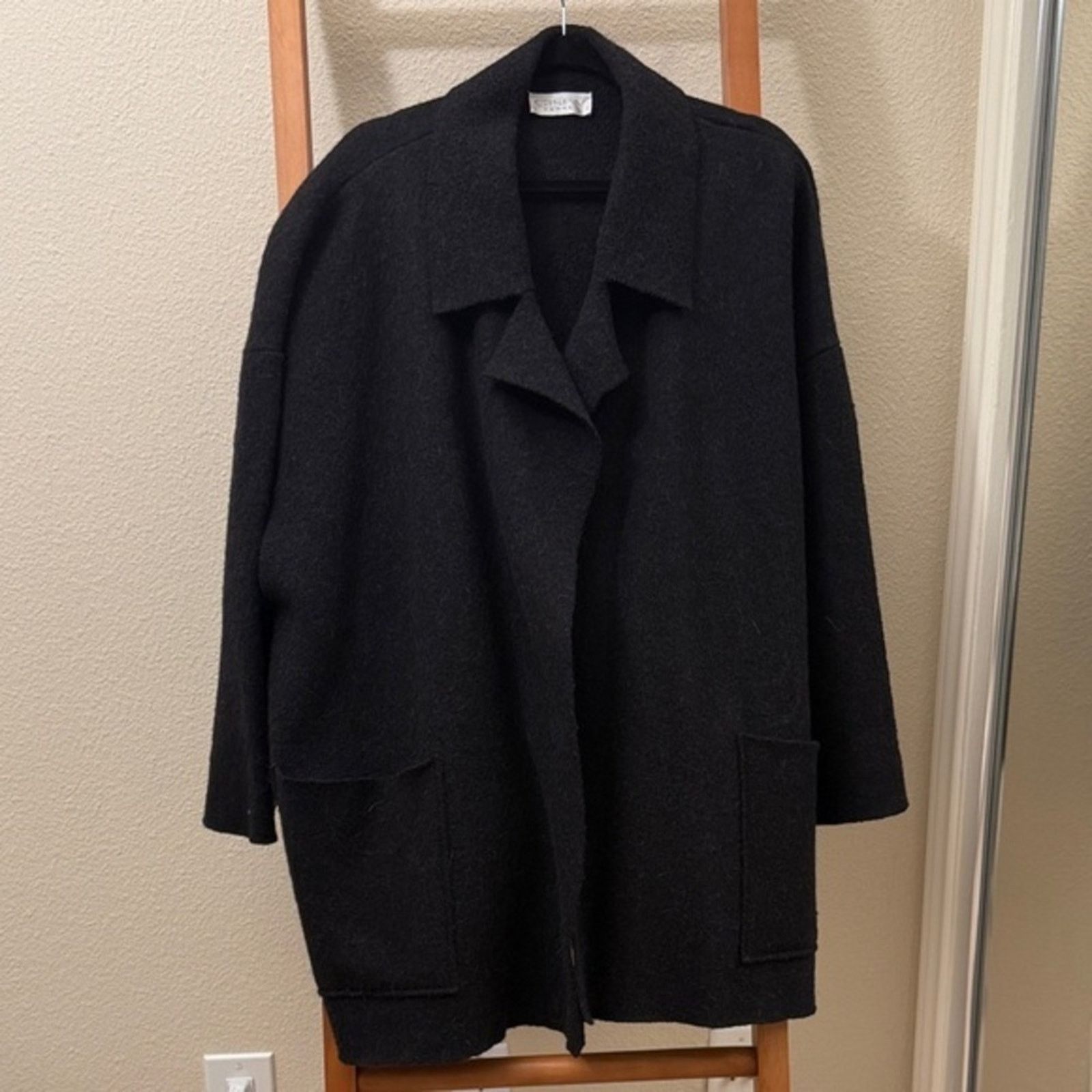 Other Gispa Donna Italy alpaca draped Black Oversized Coat Size L / US 10 / IT 46 - 1 Thumbnail