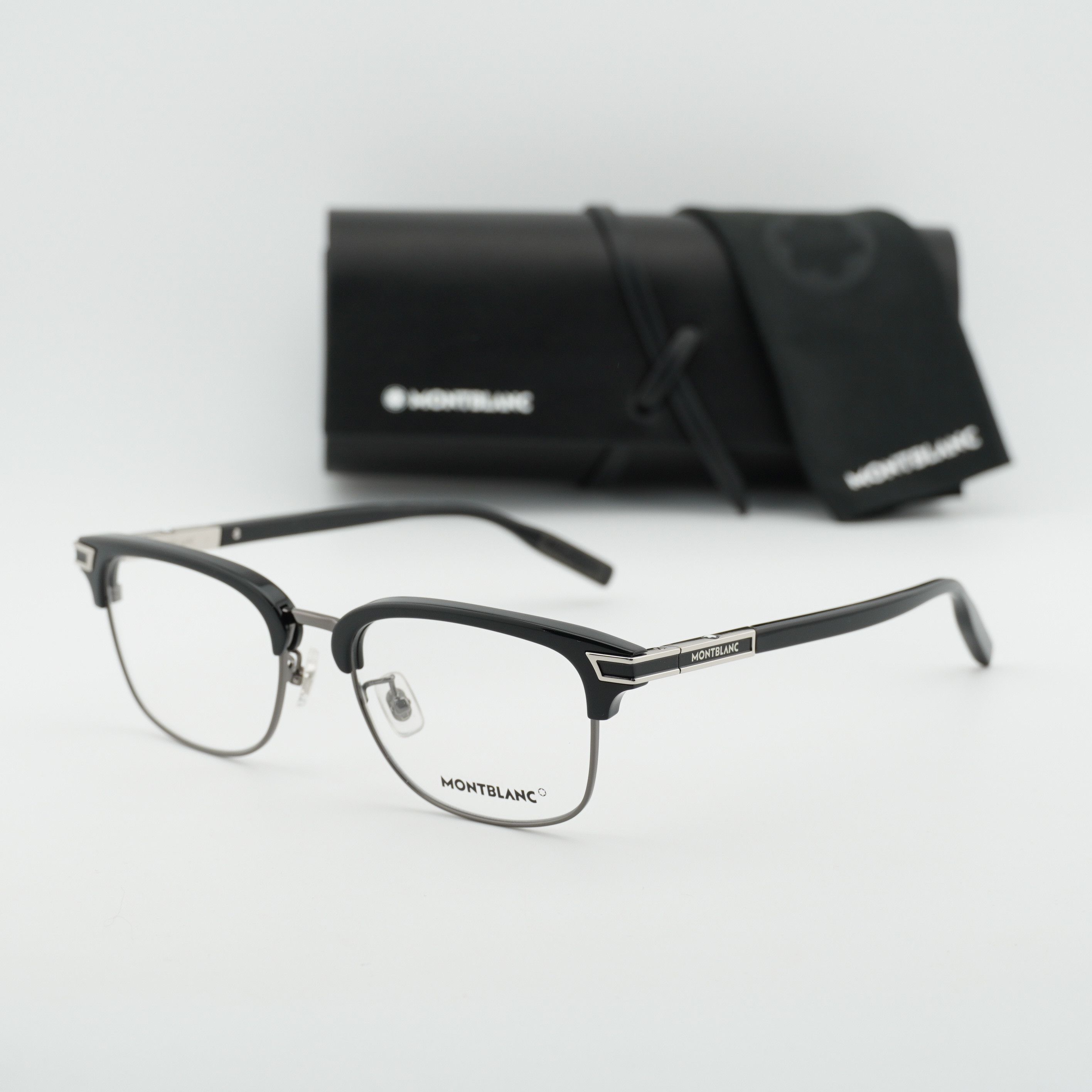 Montblanc Montblanc MB0043O 001 Eyeglasses Shiny Black 53mm Rectangle Size ONE SIZE - 9 Thumbnail