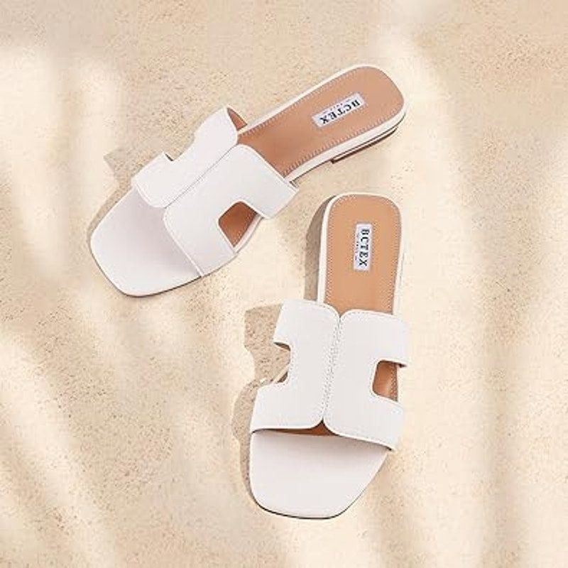 Other Bctex Women's 7 White Faux Leather Open Toe Mule Sandals Size US 7 / IT 37 - 4 Thumbnail