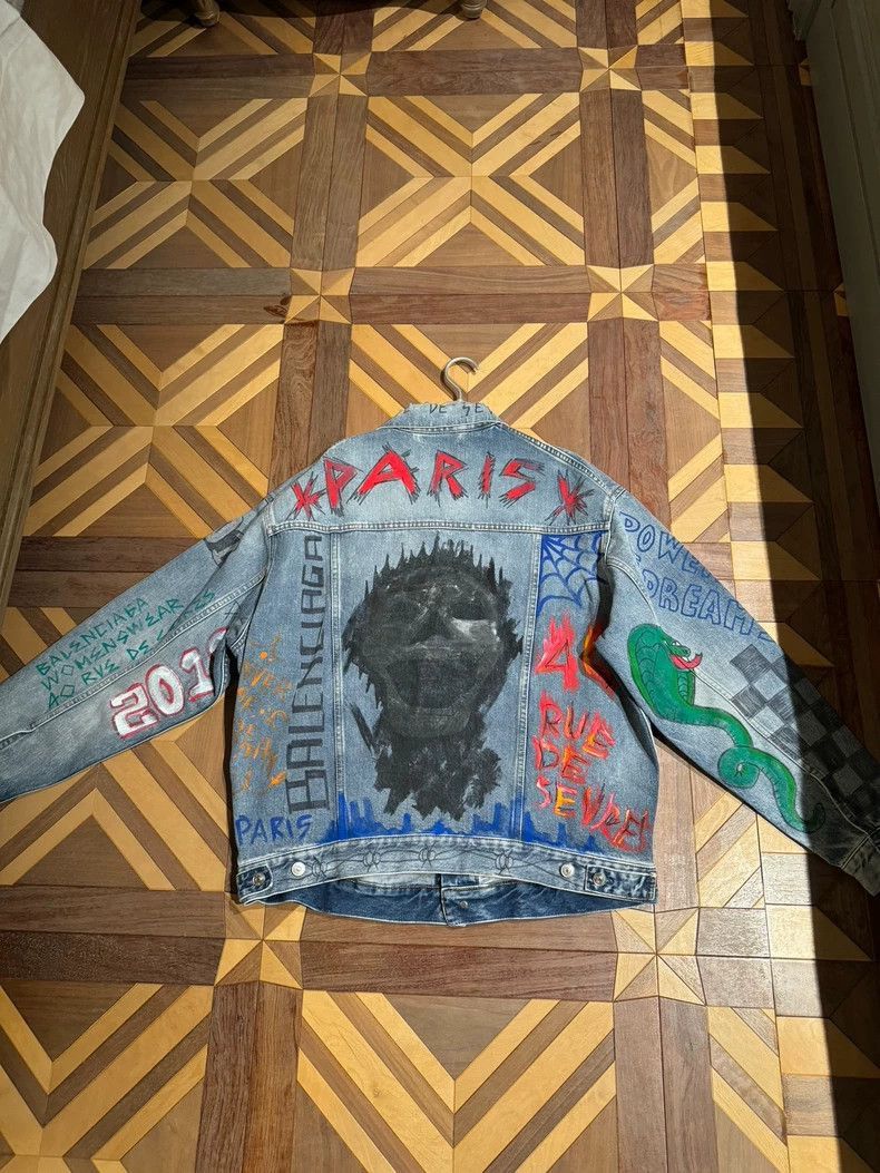 Balenciaga Balenciaga oversized plaid graffiti casual denim jacket-250 Size XS / US 0-2 / IT 36-38 - 2 Thumbnail