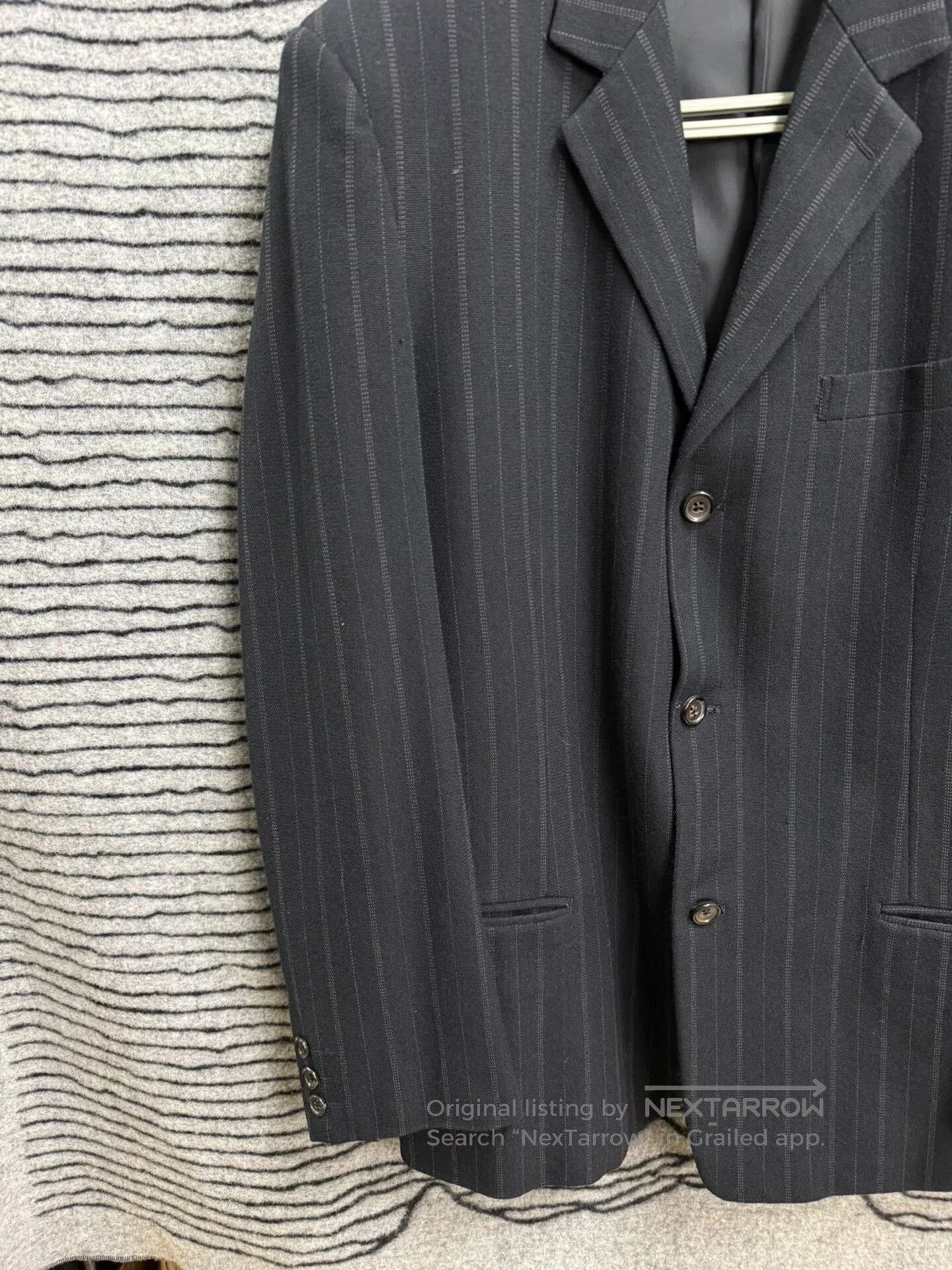 Y's for Men Yohji Yamamoto Y's Men's Thick Wool Striped Loose Suit. Size US L / EU 52-54 / 3 - 3 Thumbnail
