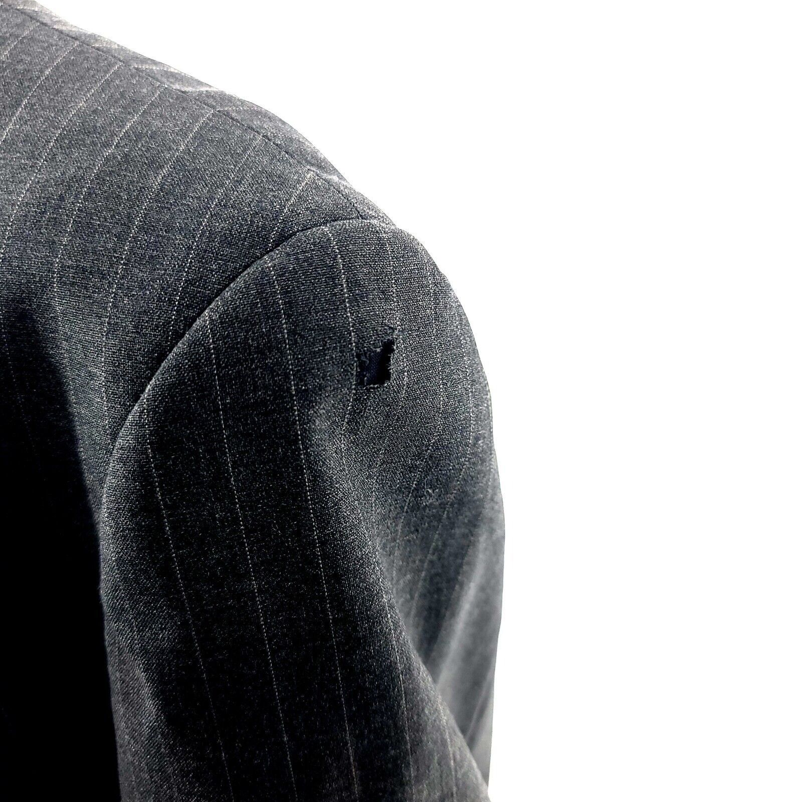 Stafford DAMAGED Stafford Wool 3 Button Suit Jacket 42L Gray Striped Size 42L - 3 Thumbnail
