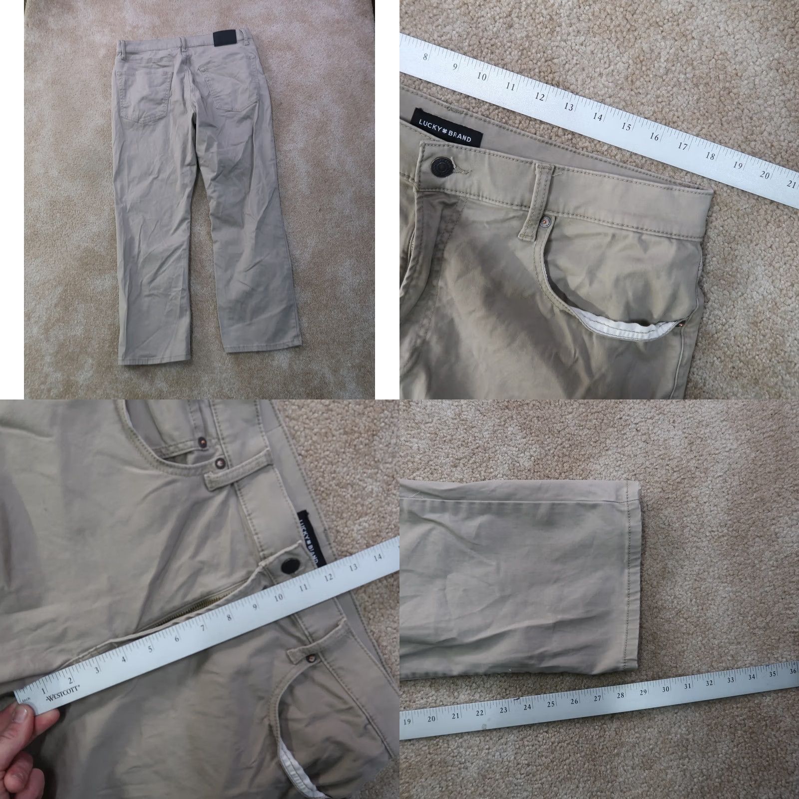 Lucky Brand Lucky Brand 223 Straight Leg Chino Pants Men 36x30 Beige Stretch Regular 5-Pocket Denim/Khaki Style Jeans Size US 36 / EU 52 - 8 Thumbnail
