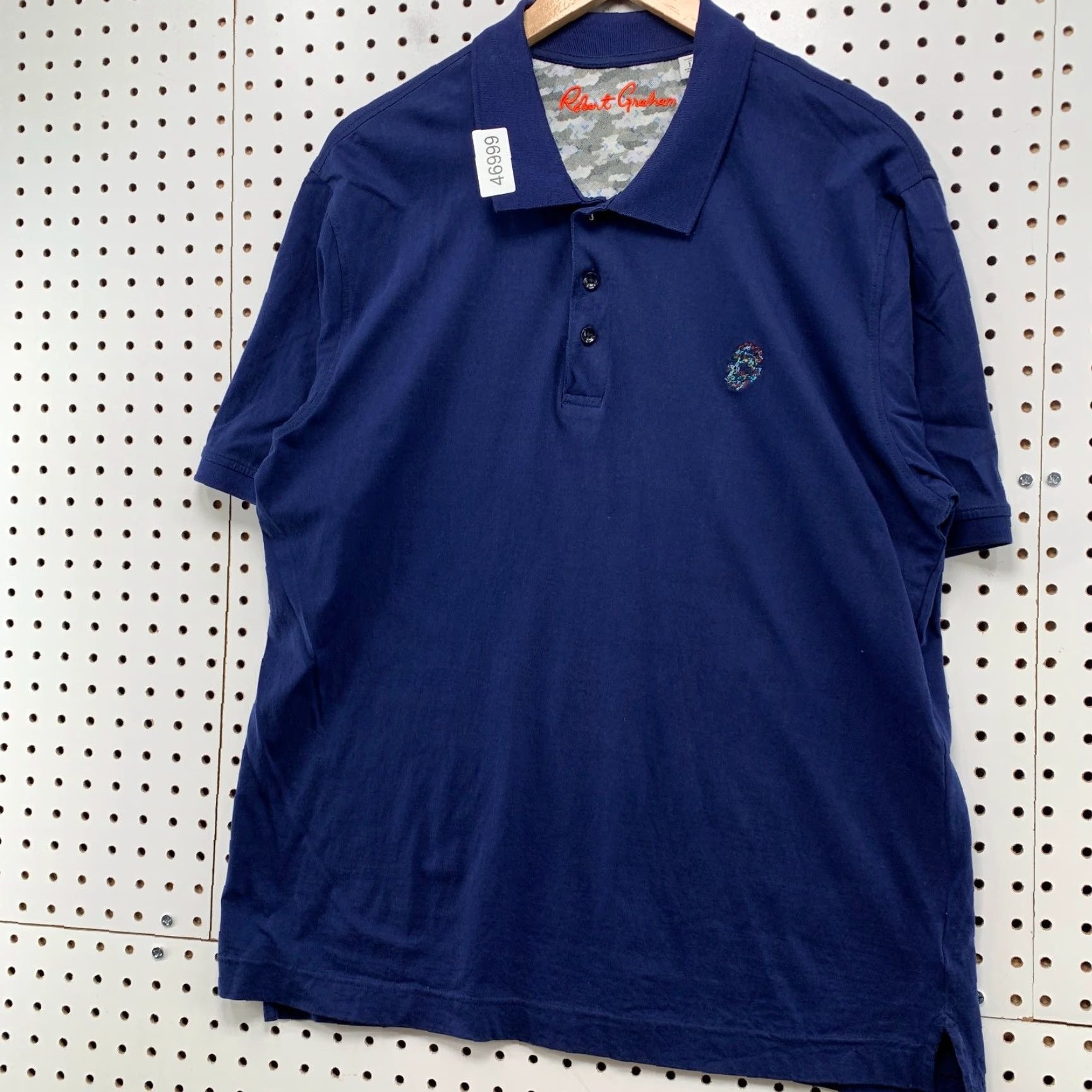 Robert Graham Robert Graham Polo Shirt Mens Large Navy Blue Short Sleeve Collared Preppy Work Shirt Size US L / EU 52-54 / 3 - 5 Thumbnail