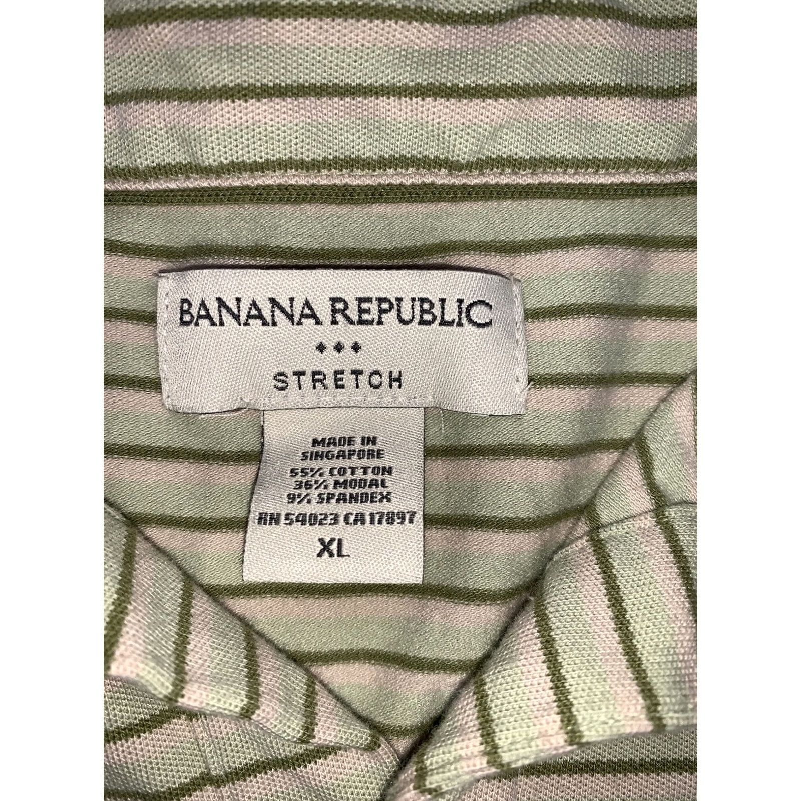 Banana Republic Banana Republic Polo Shirt Mens XL Green Stripe Stretch Wool Cotton Blend Casual Shirt Rugby Style Polo Mens XL Green Stripe Polo Shirt Size US XL / EU 56 / 4 - 2 Thumbnail