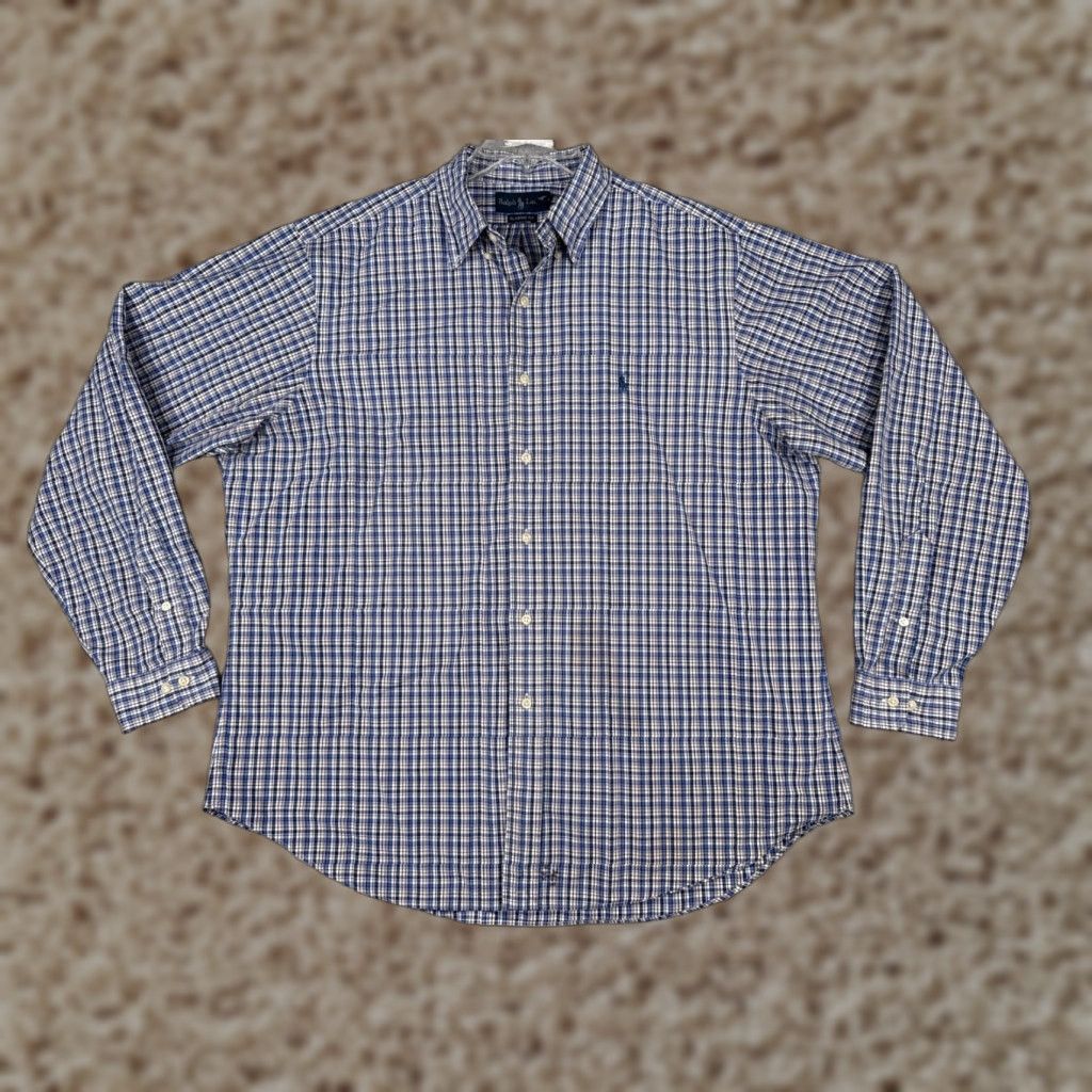 Ralph Lauren Ralph Lauren Shirt Men Plaid Cotton XL Blue Button-Up Long Sleeve Casual Workwear Button-Down Mens Size US XL / EU 56 / 4 - 1 Thumbnail