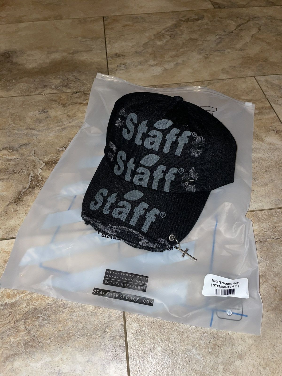 image of G59 Records x Pouya Uicideboy Merch Staff Workforce Maintenance Cap Denim in Black, Men's