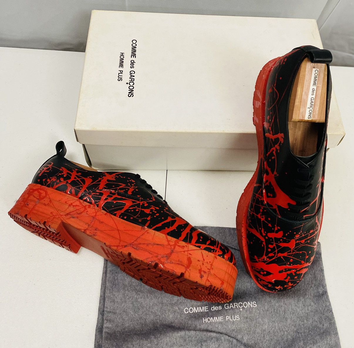 Comme des Garcons Homme Plus CDGHP 🇯🇵 black calf red platform gum sole derby 7 25 NEW Size US 7 / EU 40 - 8 Thumbnail