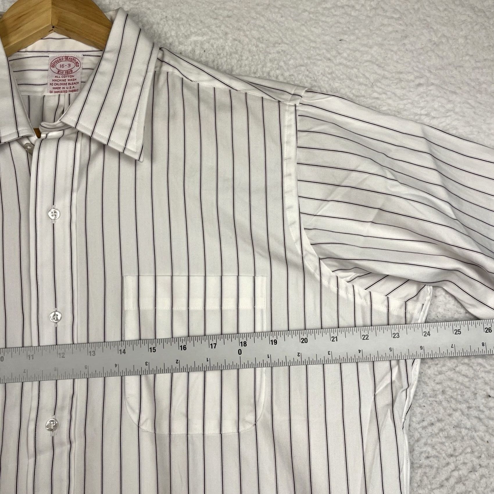 Brooks Brothers VINTAGE Brooks Brothers Shirt Oxford Button Down White Striped 16 USA Mens Size US L / EU 52-54 / 3 - 3 Thumbnail