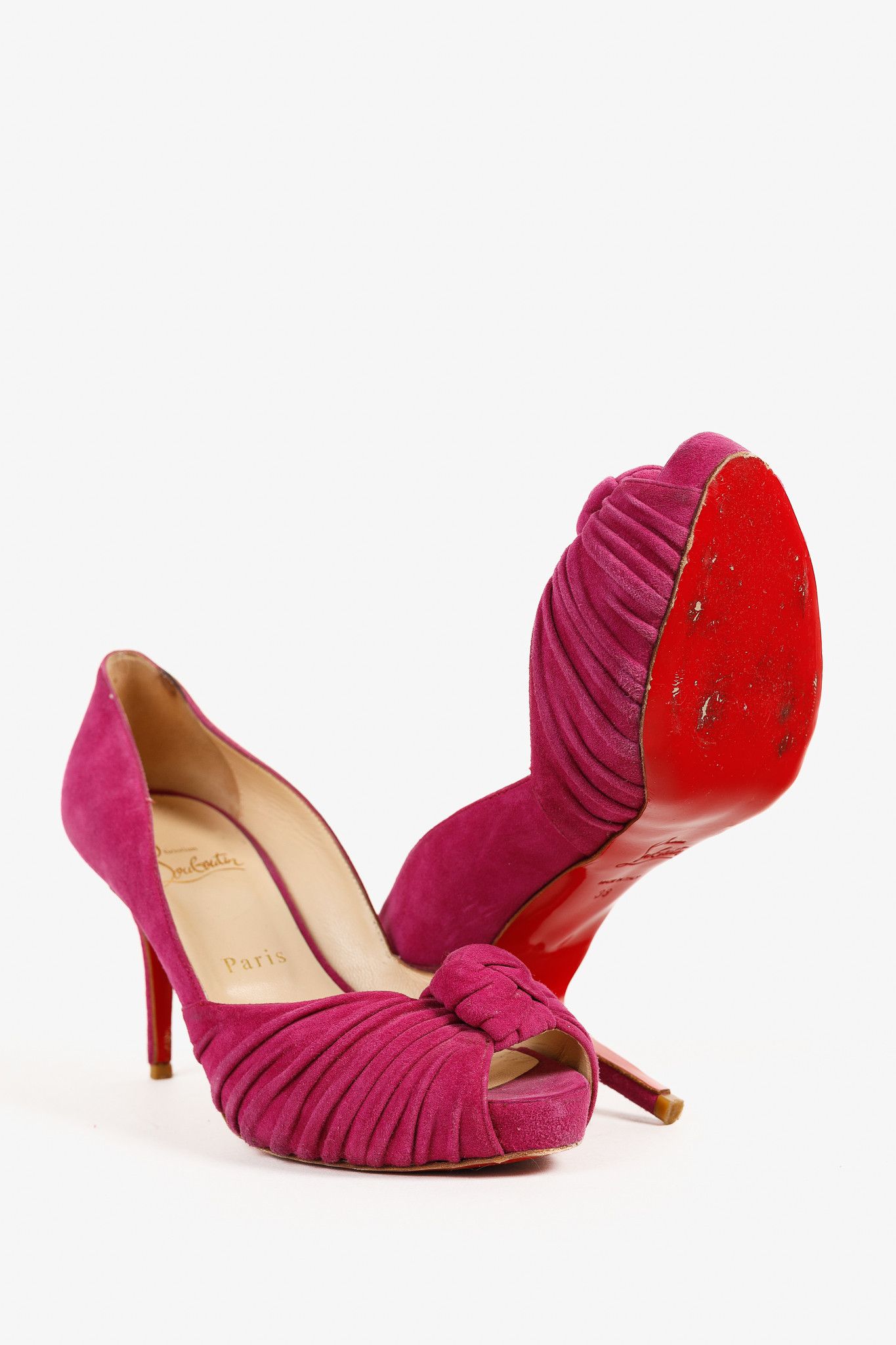 Christian Louboutin Christian Louboutin Lady Gres Pink Knotted Suede Pumps Size US 7.5 / IT 37.5 - 4 Thumbnail