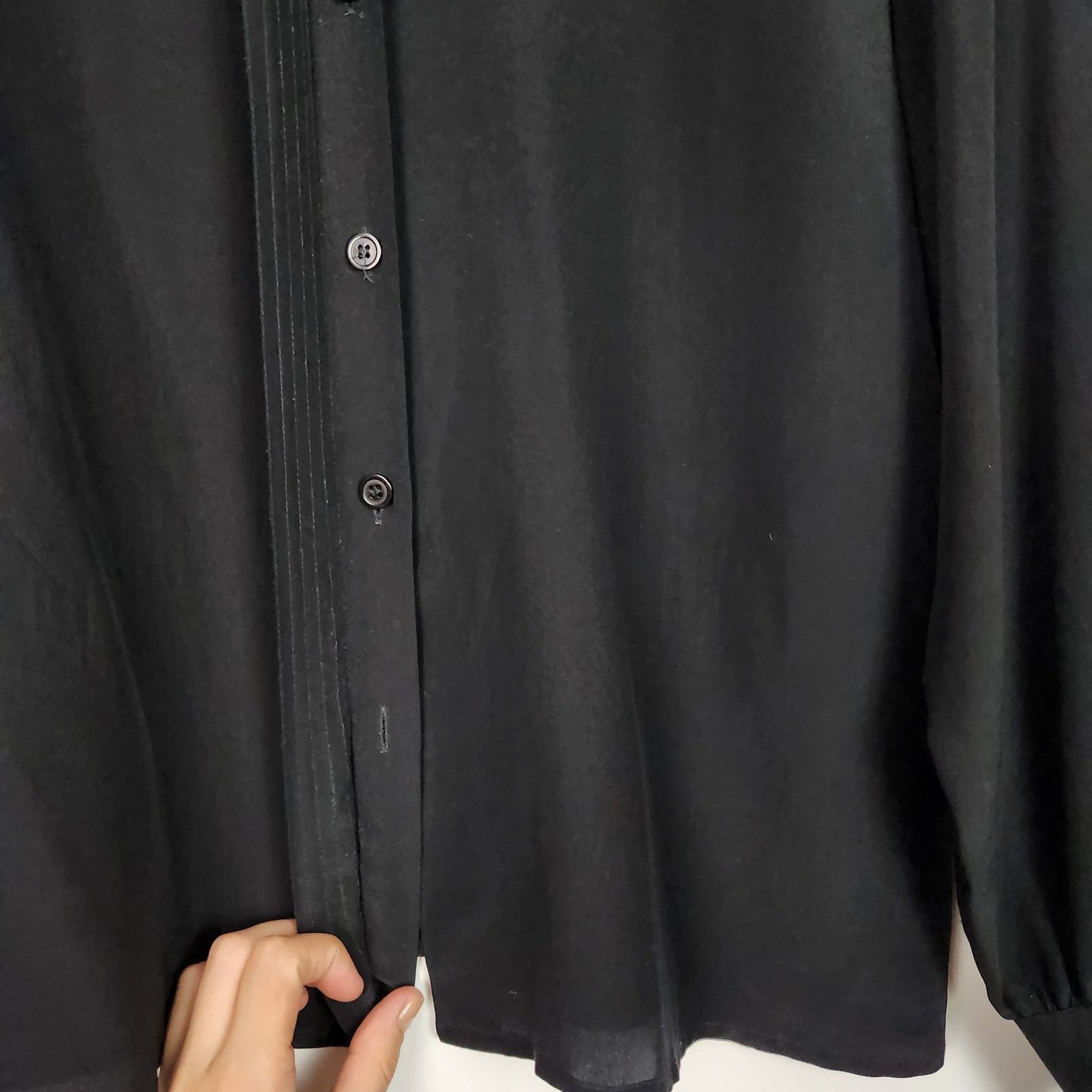 Vintage Breckenridge Black Silk Button Down Classic Blouse Top 10 Size L / US 10 / IT 46 - 5 Thumbnail