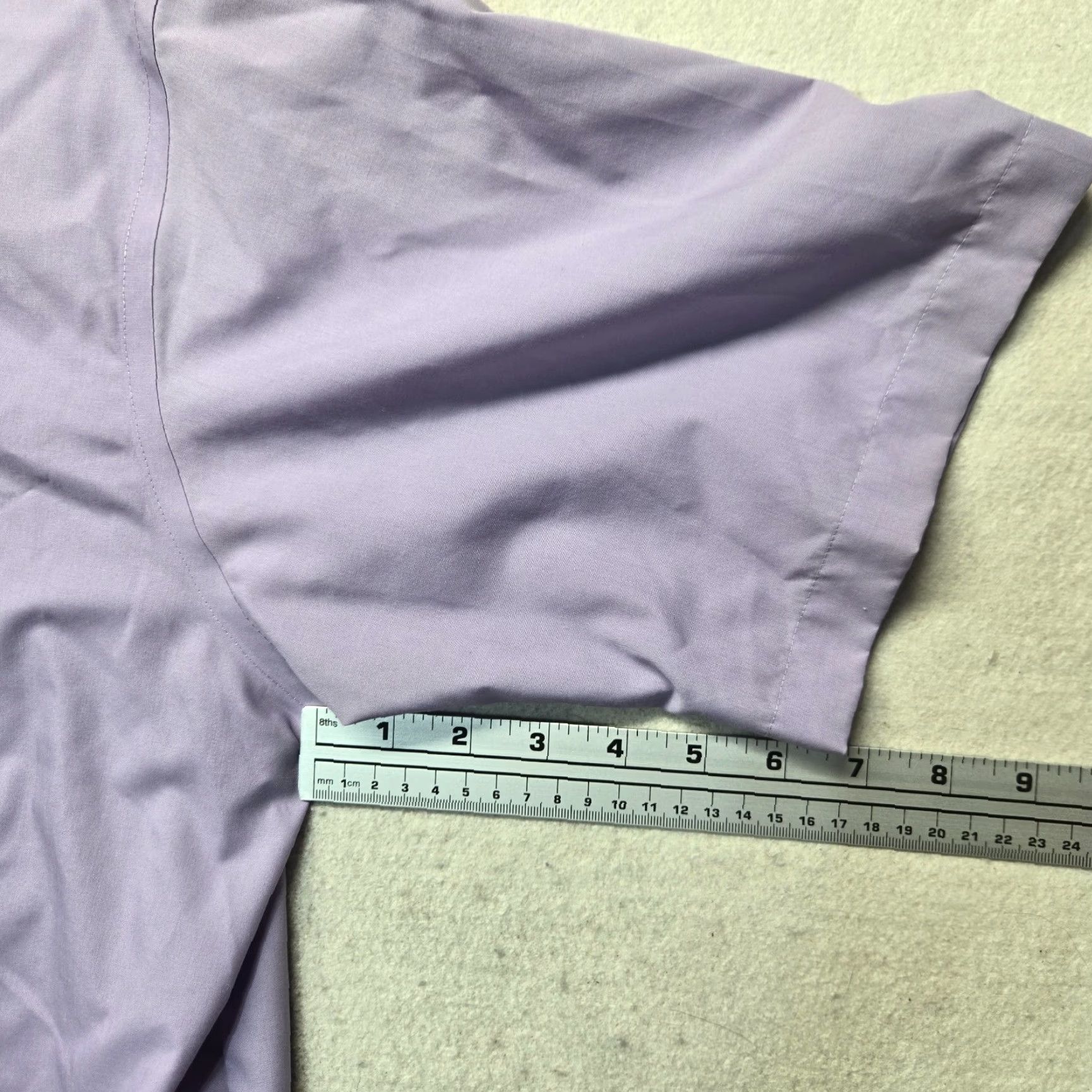 Stafford Stafford Shirt Button-Up Adult Men Purple 17.5 17 1/2 Short Sleeve Solid Cotton Blend Size 17.5 Purple Shirt Men Size US XXL / EU 58 / 5 - 5 Thumbnail