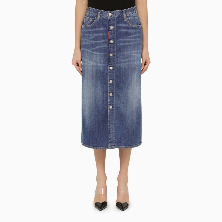 image of Dsquared2 O1D2Blof0124 Denim Skirt In Blue, Women's (Size 30)