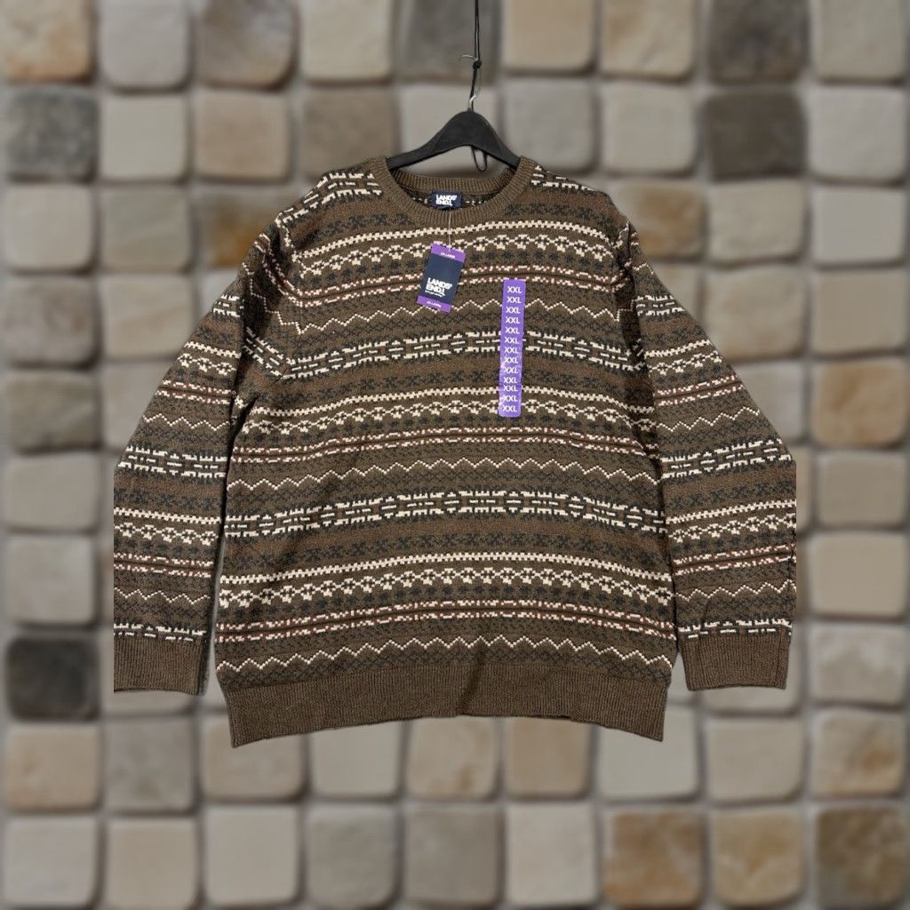 Lands' End Lands' End Fair Isle Pullover Sweater Men 2XL Brown Long Sleeve Stretch NWT Size US XXL / EU 58 / 5 - 1 Thumbnail
