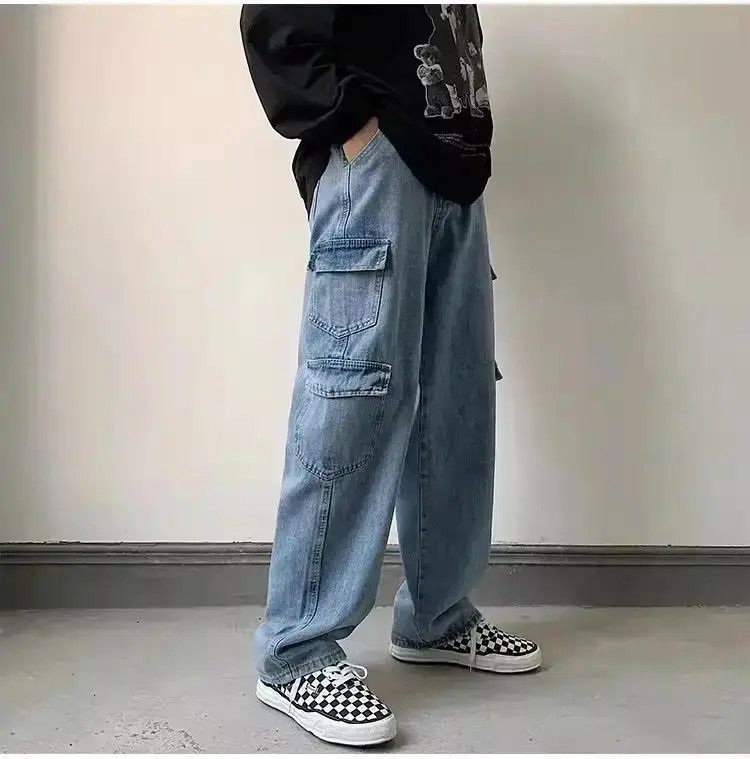 Japanese Brand Retro Straight Loose Multi Pocket Jeans Size US 34 / EU 50 - 1 Thumbnail