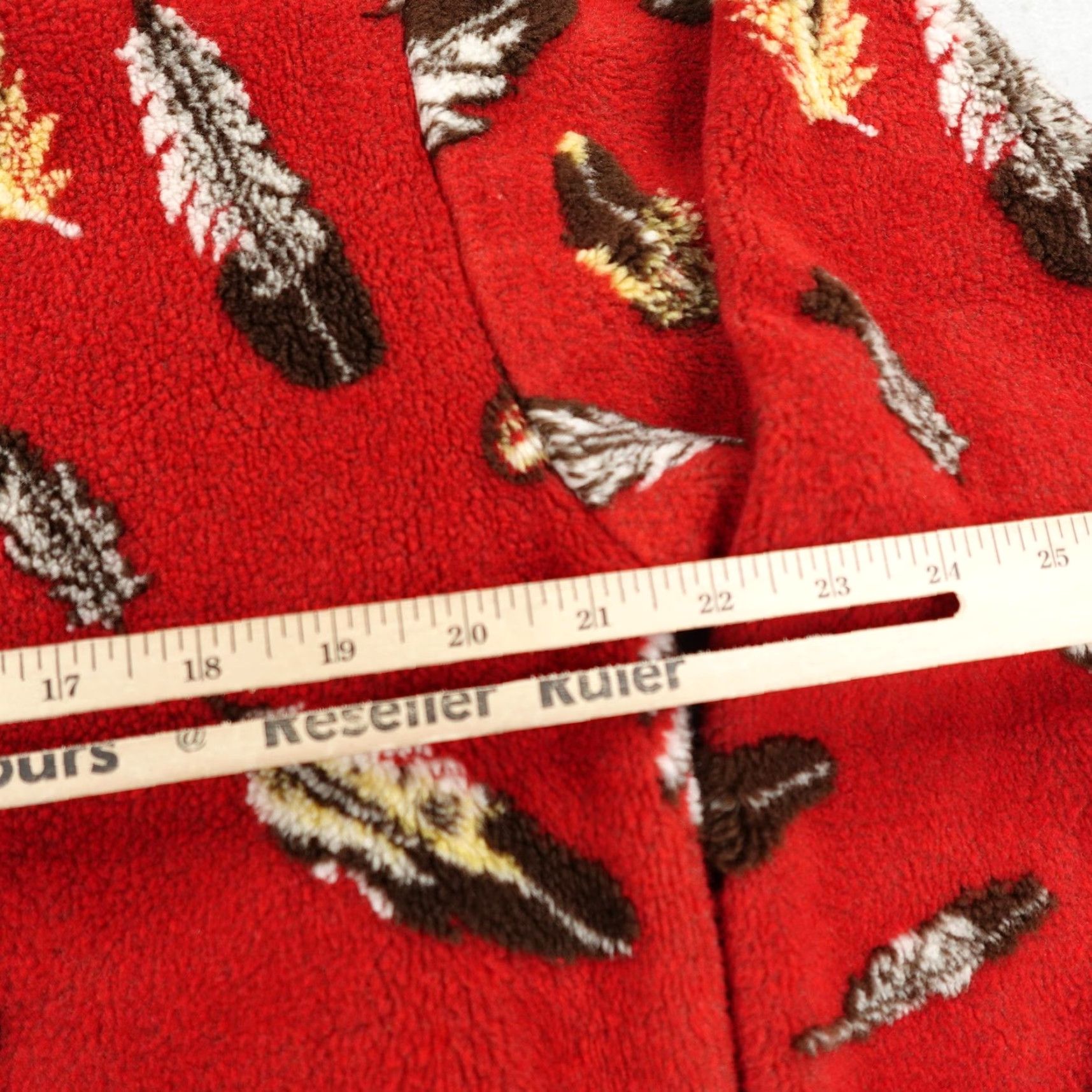 Vintage VINTAGE Tsunami Sweater Womens Medium Red Fleece Feather Print 1/4 Zip Pullover Canada Size M / US 6-8 / IT 42-44 - 6 Thumbnail