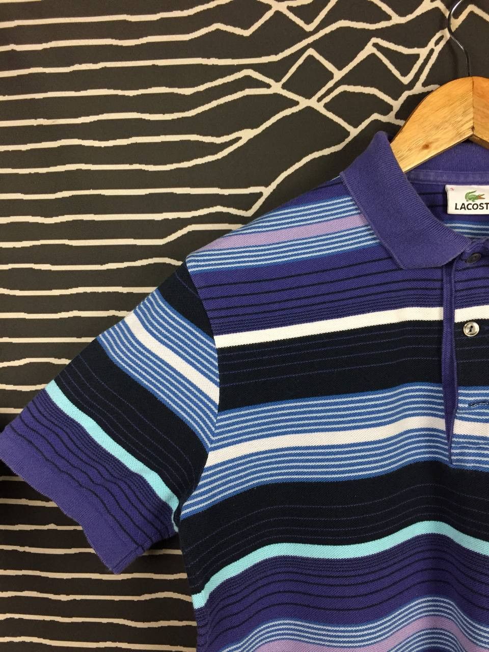 Lacoste Vtg Lacoste Made In Japan Embroidered Logo Striped Polo Tee Size US M / EU 48-50 / 2 - 5 Thumbnail