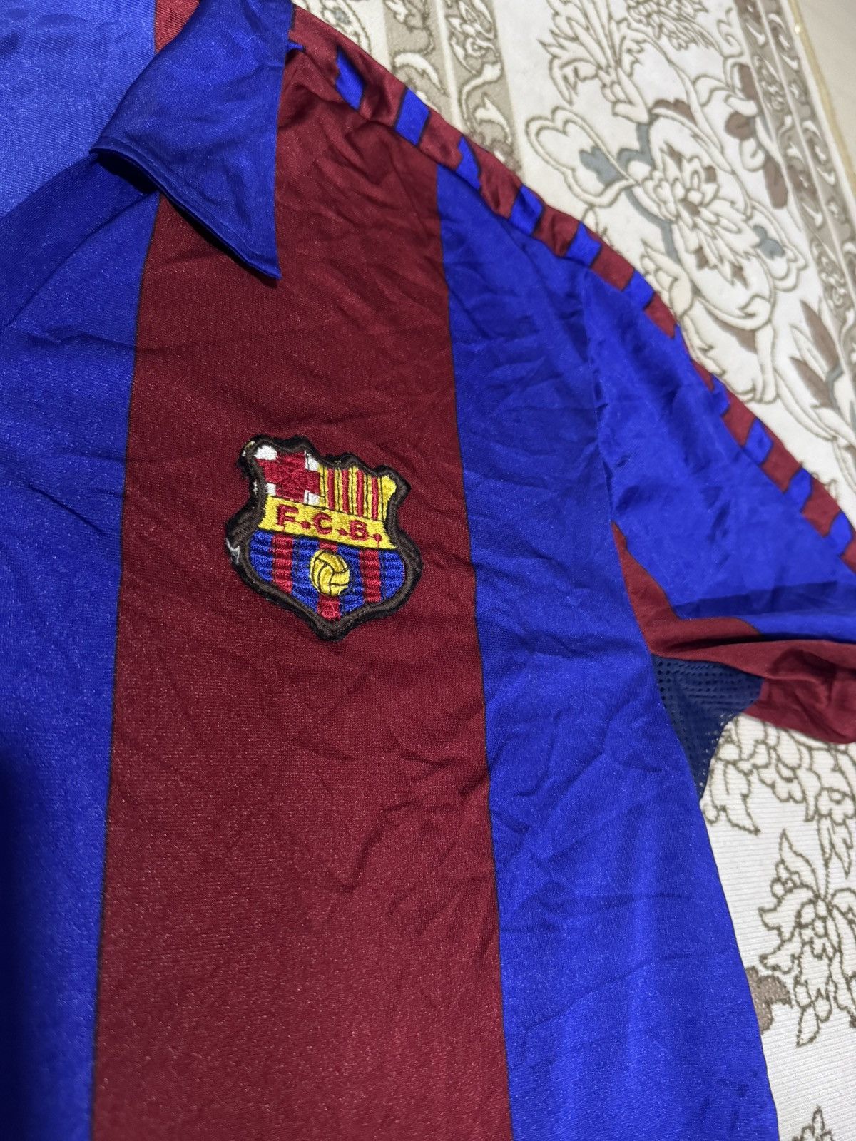 Vintage Vtg 80’s Maradonna Era Home Barcelona L/S Stripe Jersey Size US M / EU 48-50 / 2 - 5 Thumbnail