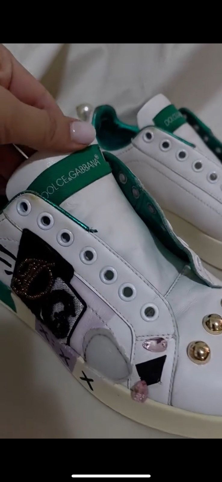 Dolce & Gabbana 👟 Dolce & Gabbana Inspired Custom Patch Sneakers (Replica) Size US 7 / IT 37 - 5 Thumbnail