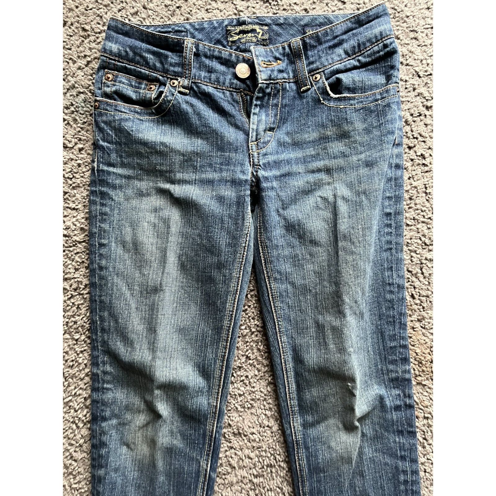 Vintage Seven7 Sz 26 Skinny Jeans Ankle Tapered Blue Dark Wash Women Size 26" / US 2 / IT 38 - 2 Thumbnail