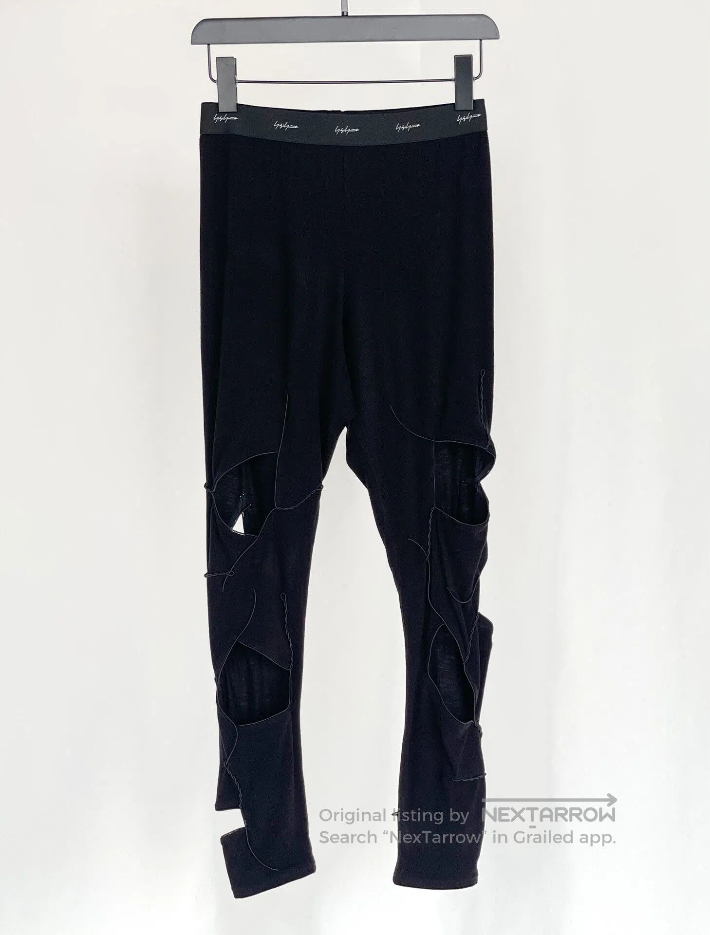 Yohji Yamamoto Yohji Yamamoto Black Cutout Leggings. Size 23" - 2 Thumbnail