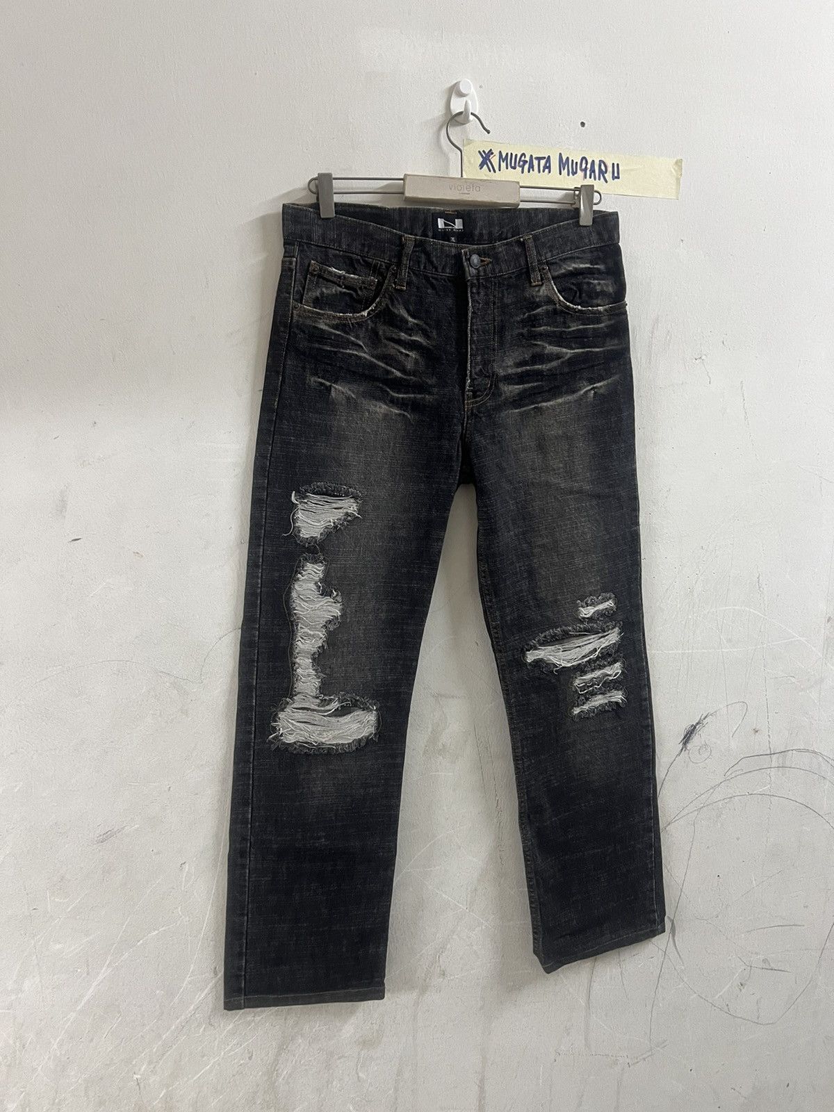If Six Was Nine × Japanese Brand THRASHED NYLAUS DISTRESSED DENIM PANT Size US 32 / EU 48 - 7 Thumbnail