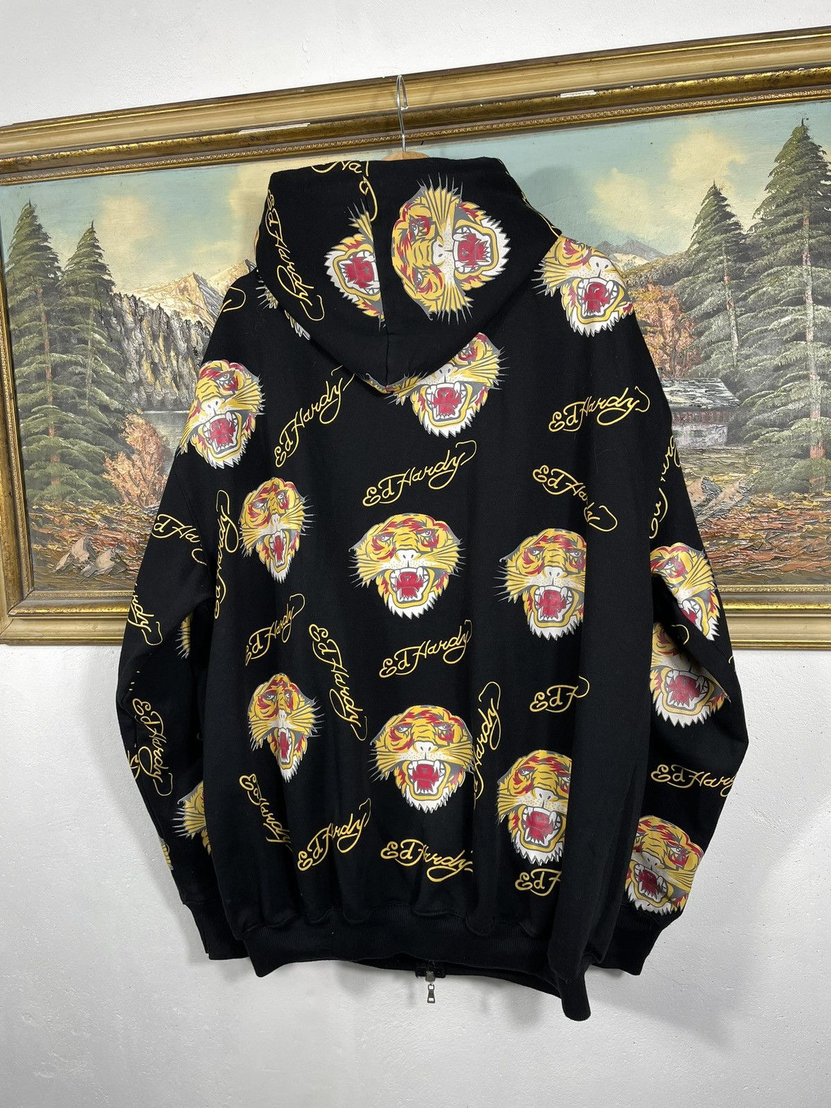Christian Audigier × Ed Hardy × Vintage Ed Hardy Retro 00s Hoodie Cyber Affliction Grunge Hiphop Rap Size 3XL / US 20-22 - 6 Thumbnail