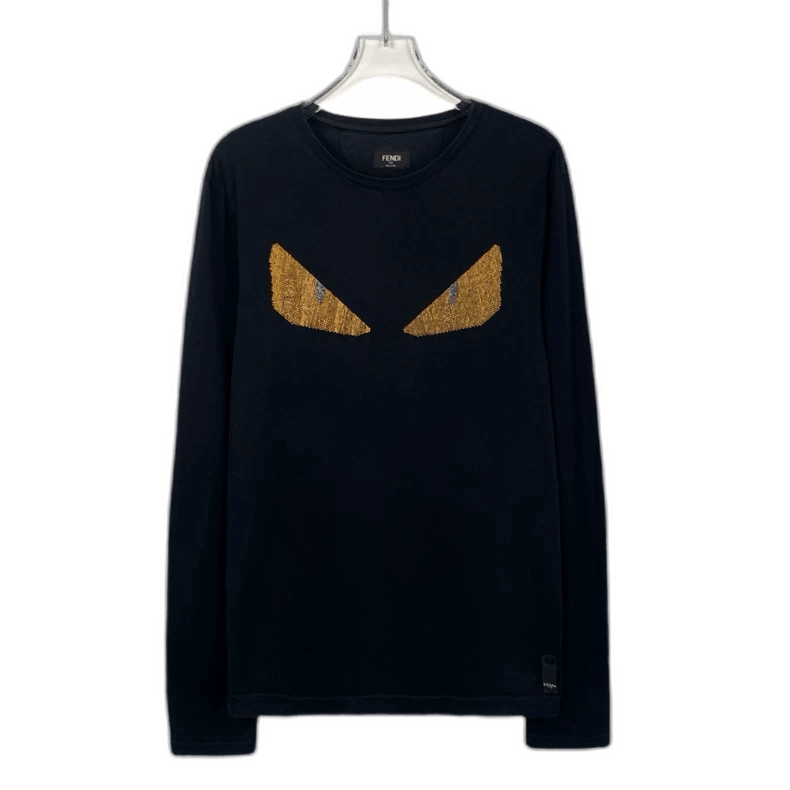 Fendi Black Long Sleeve Sweatshirt with Embellishments
