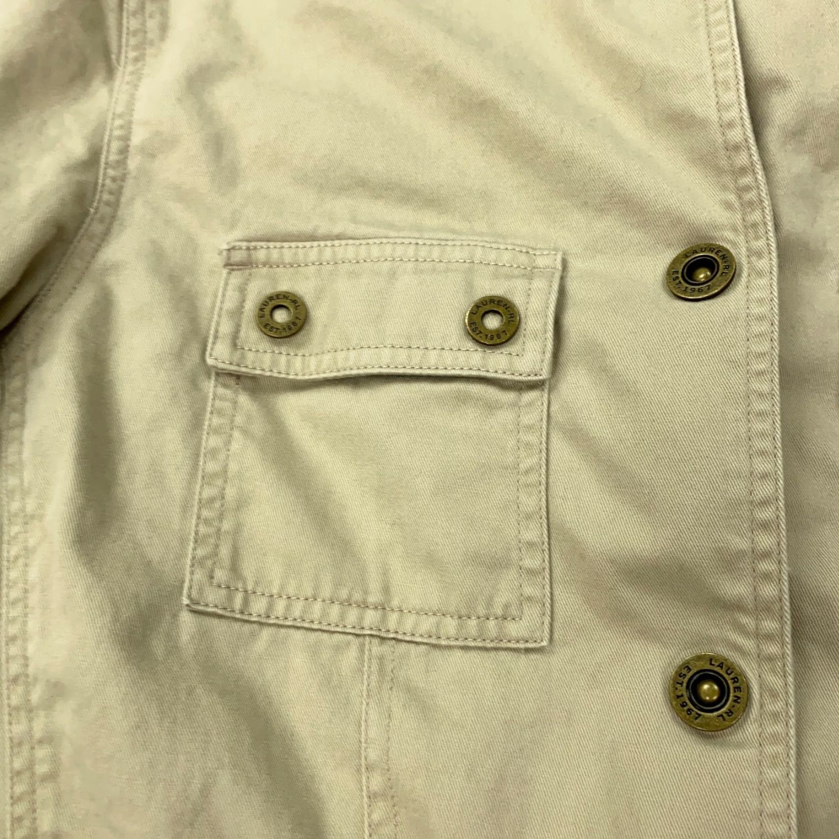 Ralph Lauren VINTAGE Ralph Lauren Lauren Naval Supply Company Jacket Womens Large Beige Moto Twill Cotton Biker 90s Classic Size L / US 10 / IT 46 - 3 Thumbnail
