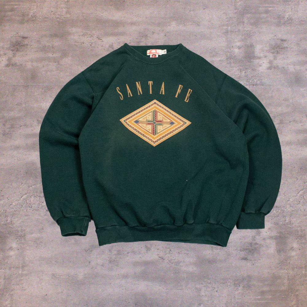 Japanese Brand Vintage 90's Sante Fe Forest Green Aztex Print Crewneck Size US L / EU 52-54 / 3 - 1 Thumbnail
