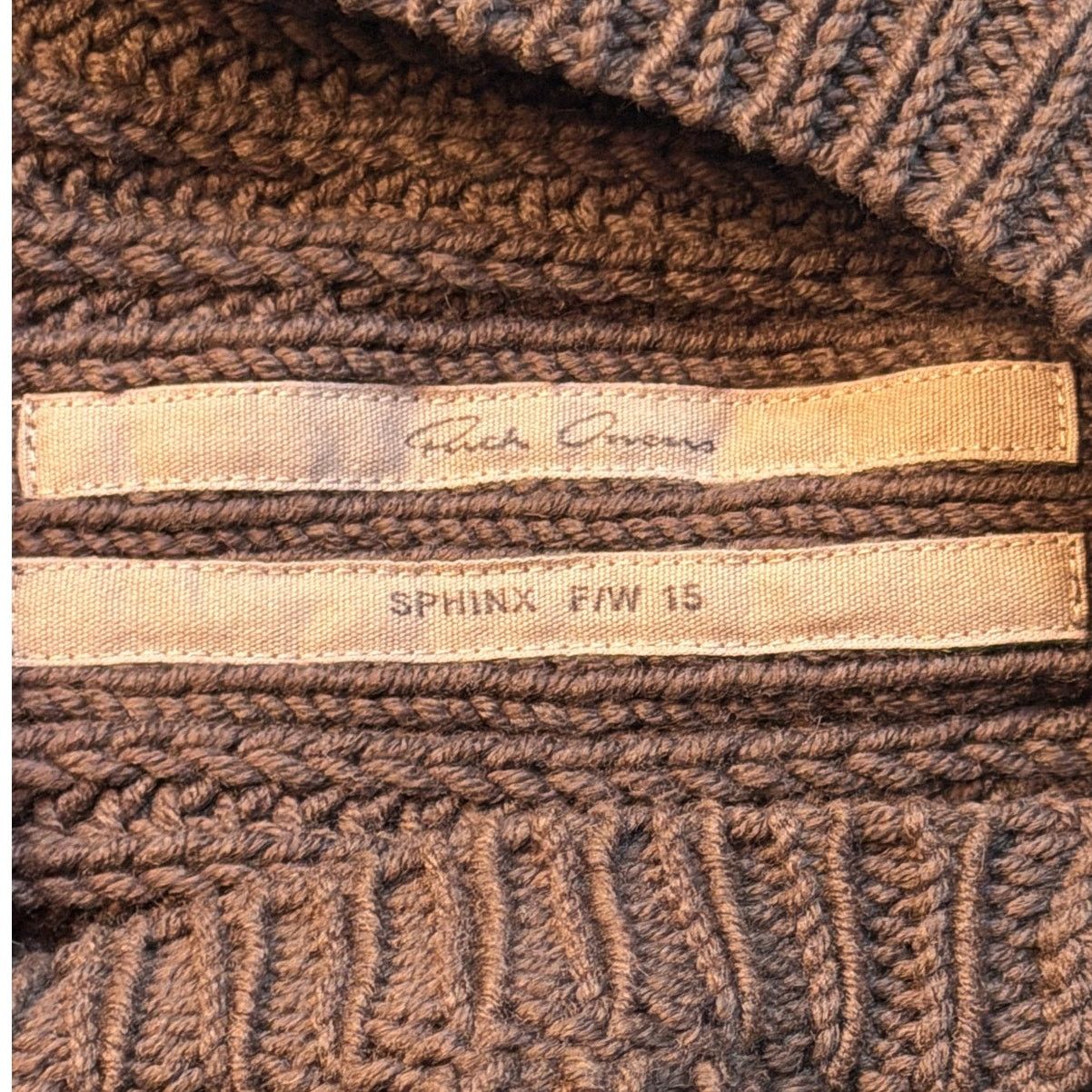 Rick Owens rare Sphinx FW15 Wool Cable Knit Sweater size XL Dark Dust Size US XL / EU 56 / 4 - 2 Thumbnail